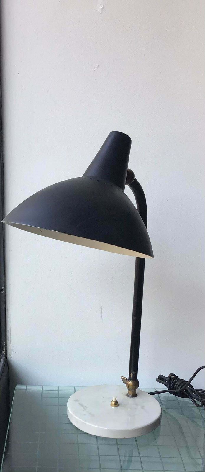 Stilnovo Table Lamp Adjustable Brass Metal Marbre 1950 Italy photo Lighting