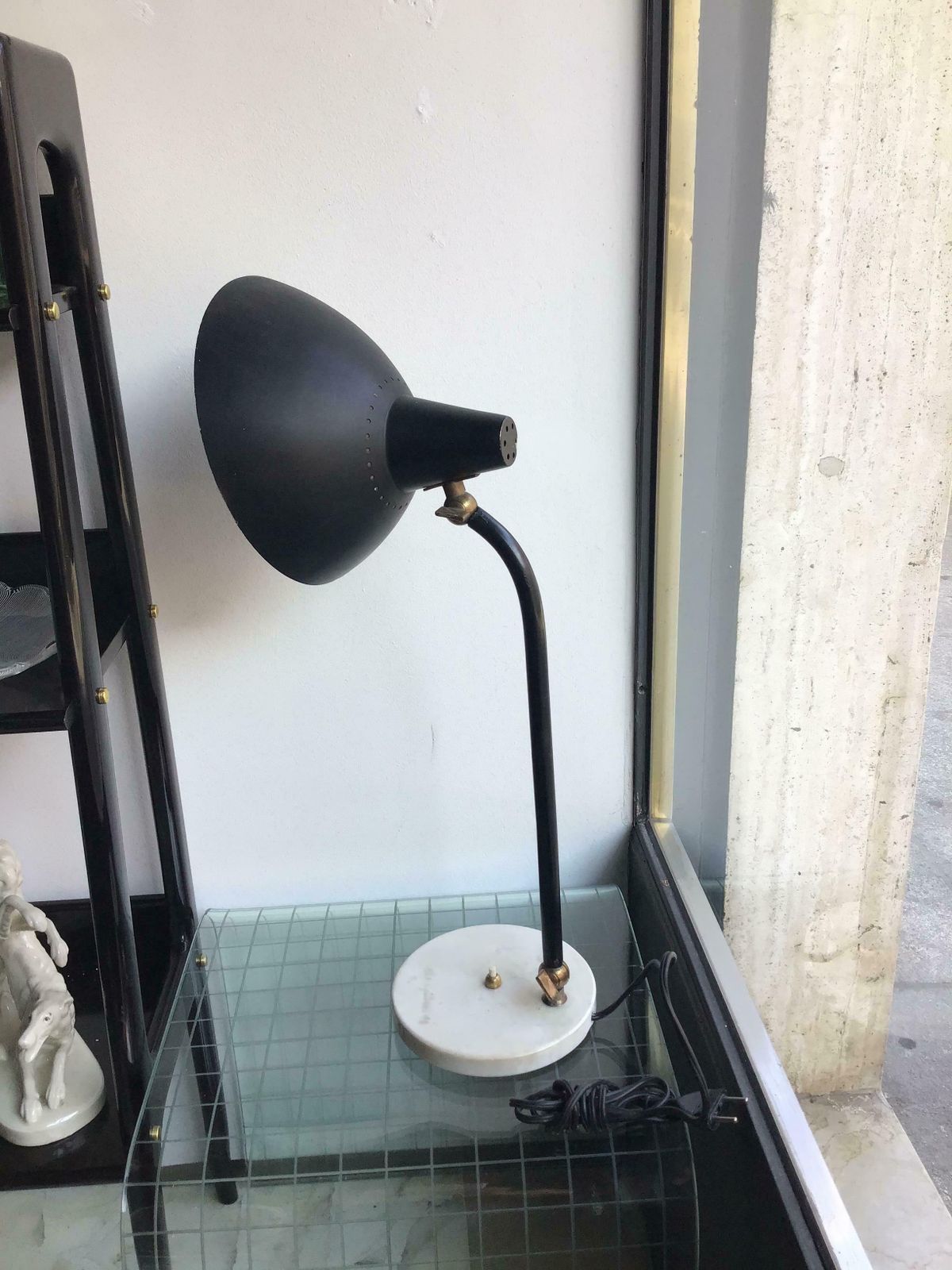 Stilnovo Table Lamp Adjustable Brass Metal Marbre 1950 Italy photo vinterior
