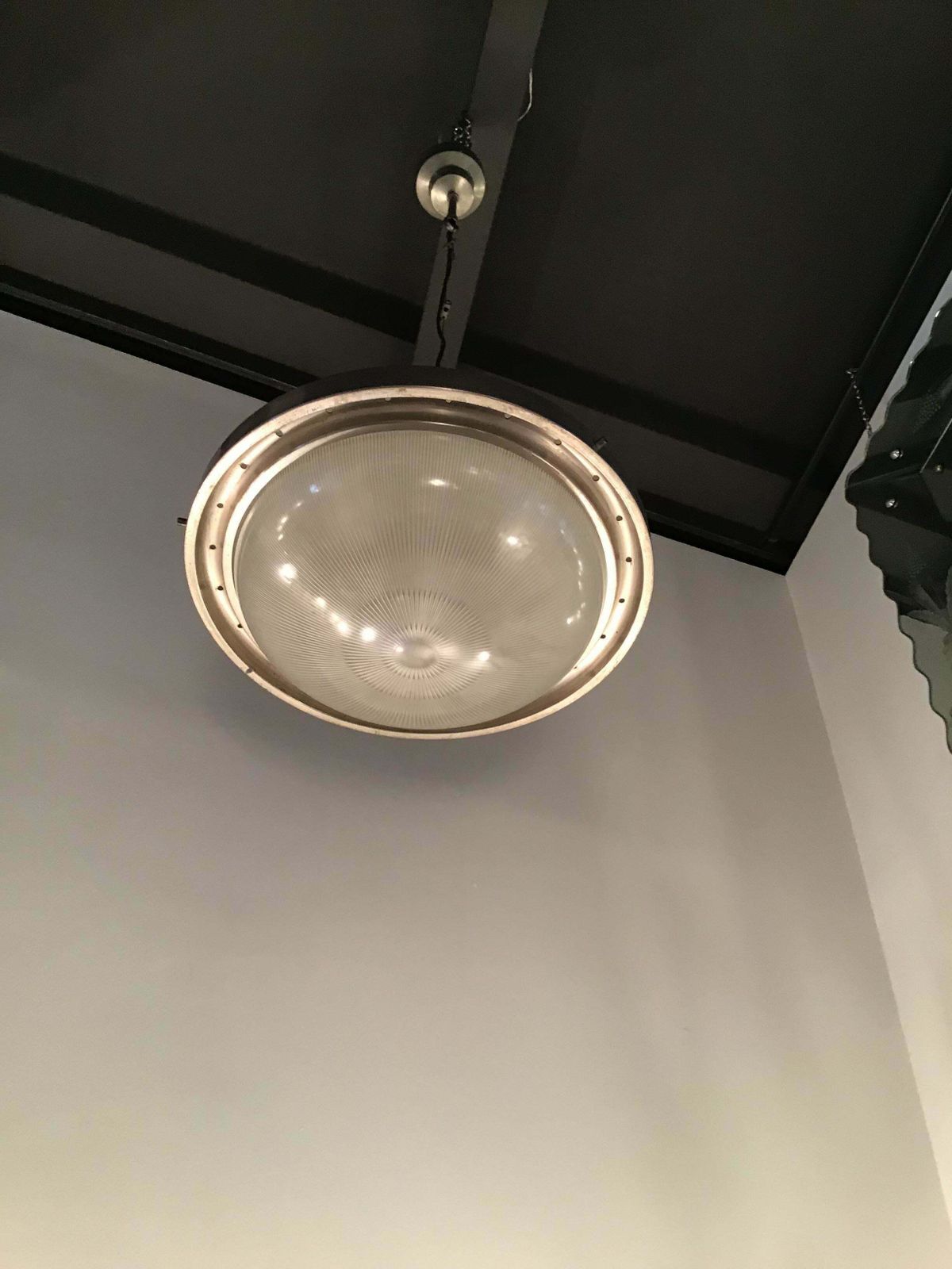 1718.0 Artemide Sergio Mazza Chandelier “Tau” 1960 Iron Stamp Glass Lacquered Aluminium photo