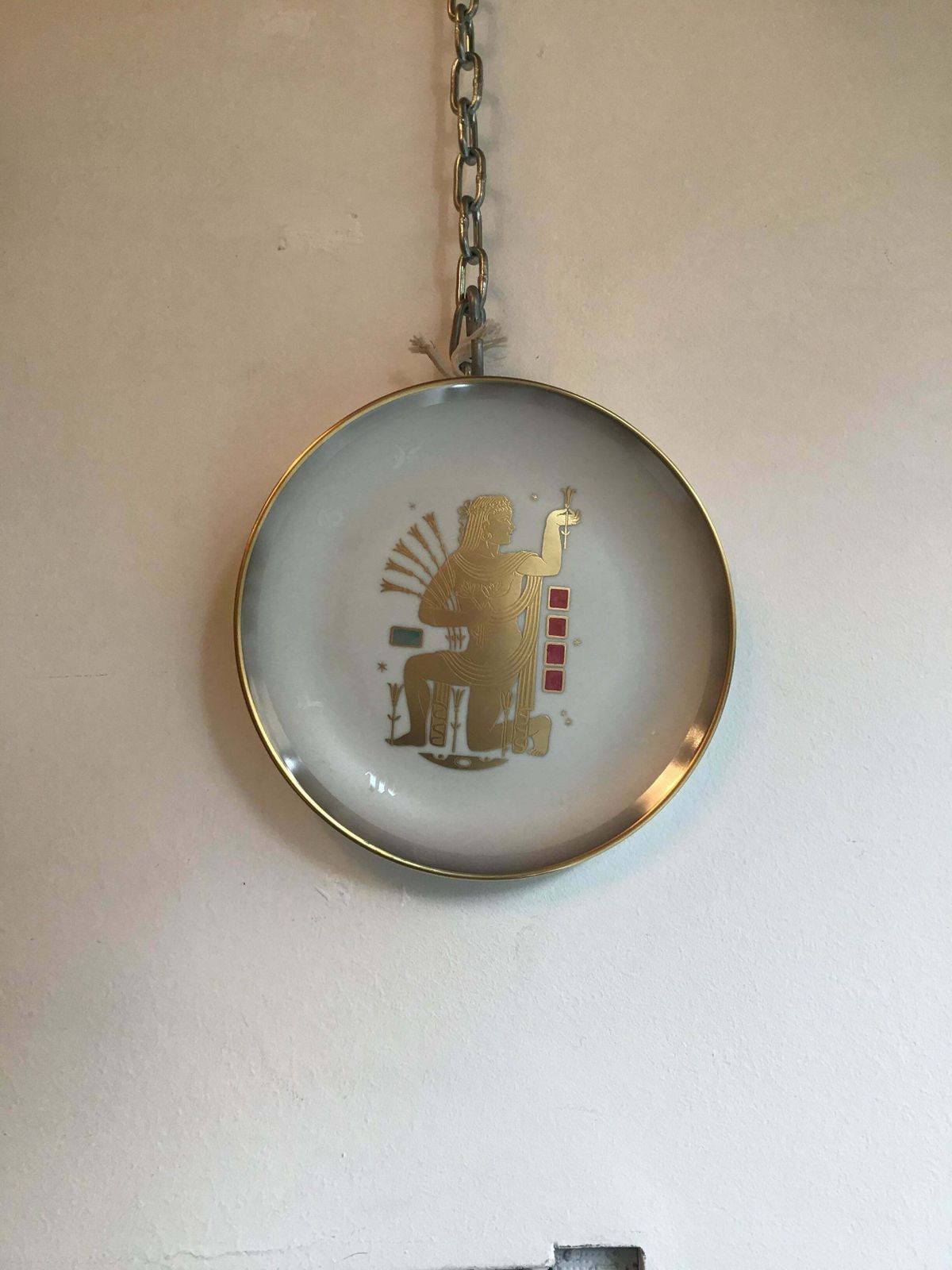Morbelli Zodiac Plate “Virgin” Porcelain Gold, 1950, Italy photo for sale