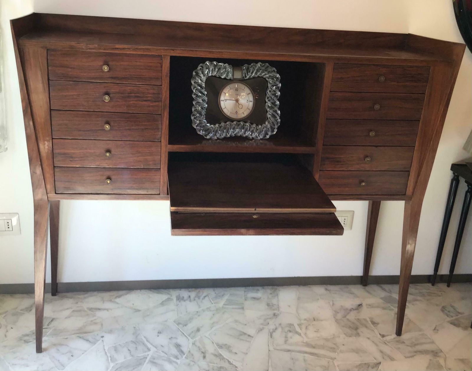 La Permanente Mobili Cantù Container Display Cabinet Brass Wood, 1950, Italy photo for sale