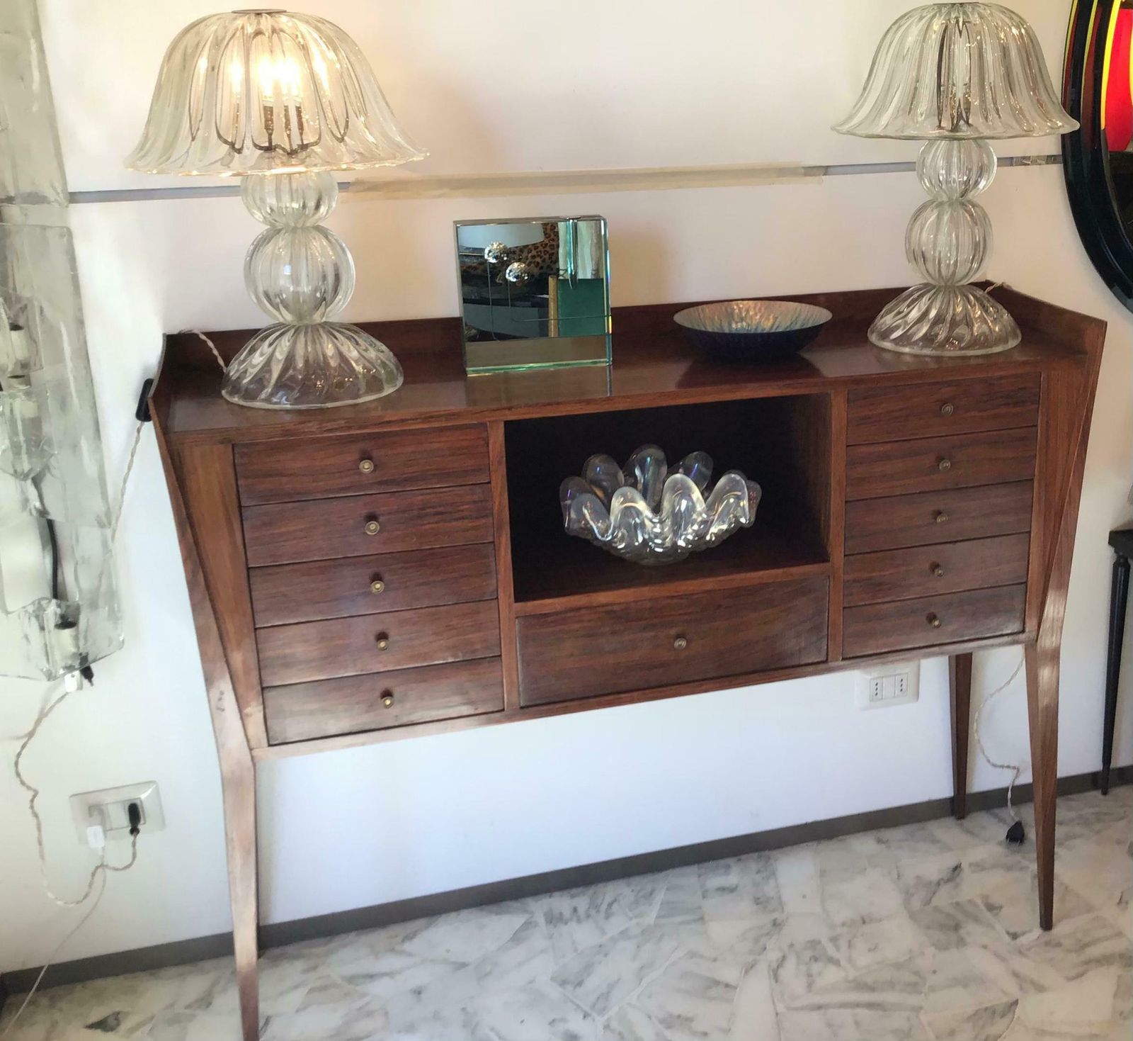 La Permanente Mobili Cantù Container Display Cabinet Brass Wood, 1950, Italy photo vintage