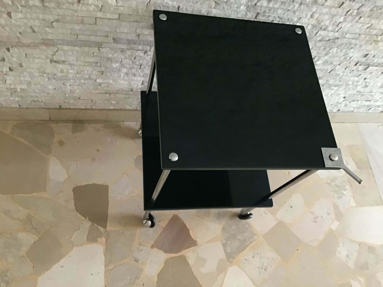 Luigi Caccia Dominioni “T9” Tavolino Metal Crome Green Lacquered Wood 1960 Italy photo for sale
