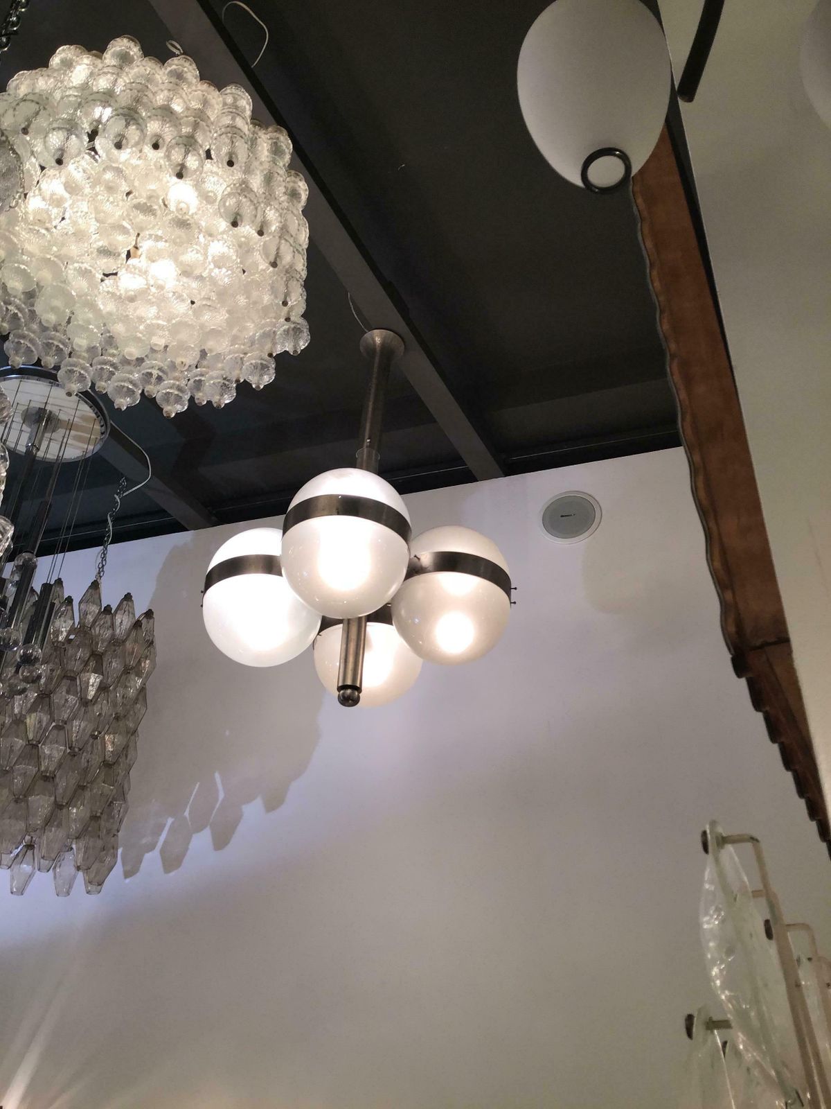 Sergio Mazza “Artemide” 1961 Chandelier 8 L Tetraclio Nickel Plated Brass Glass photo vintage