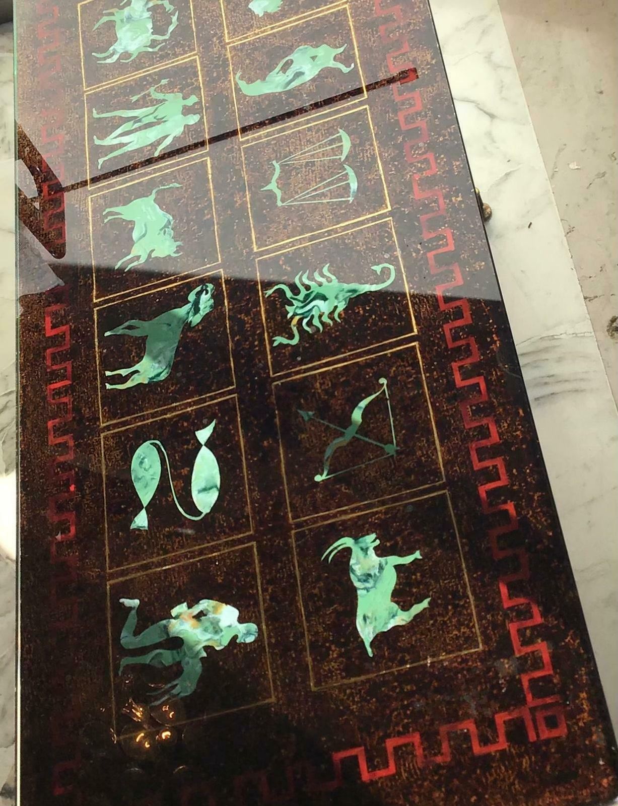 Coffee Table “Zodiac” Iron Glass, 1950, Italy photo 4068.0