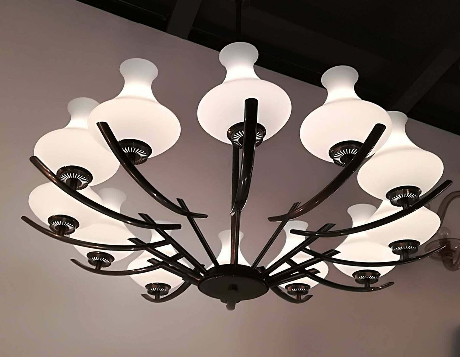 Arredoluce 12 Lights Brass And Glass Italian Chandelier, 1940 photo 5425.0