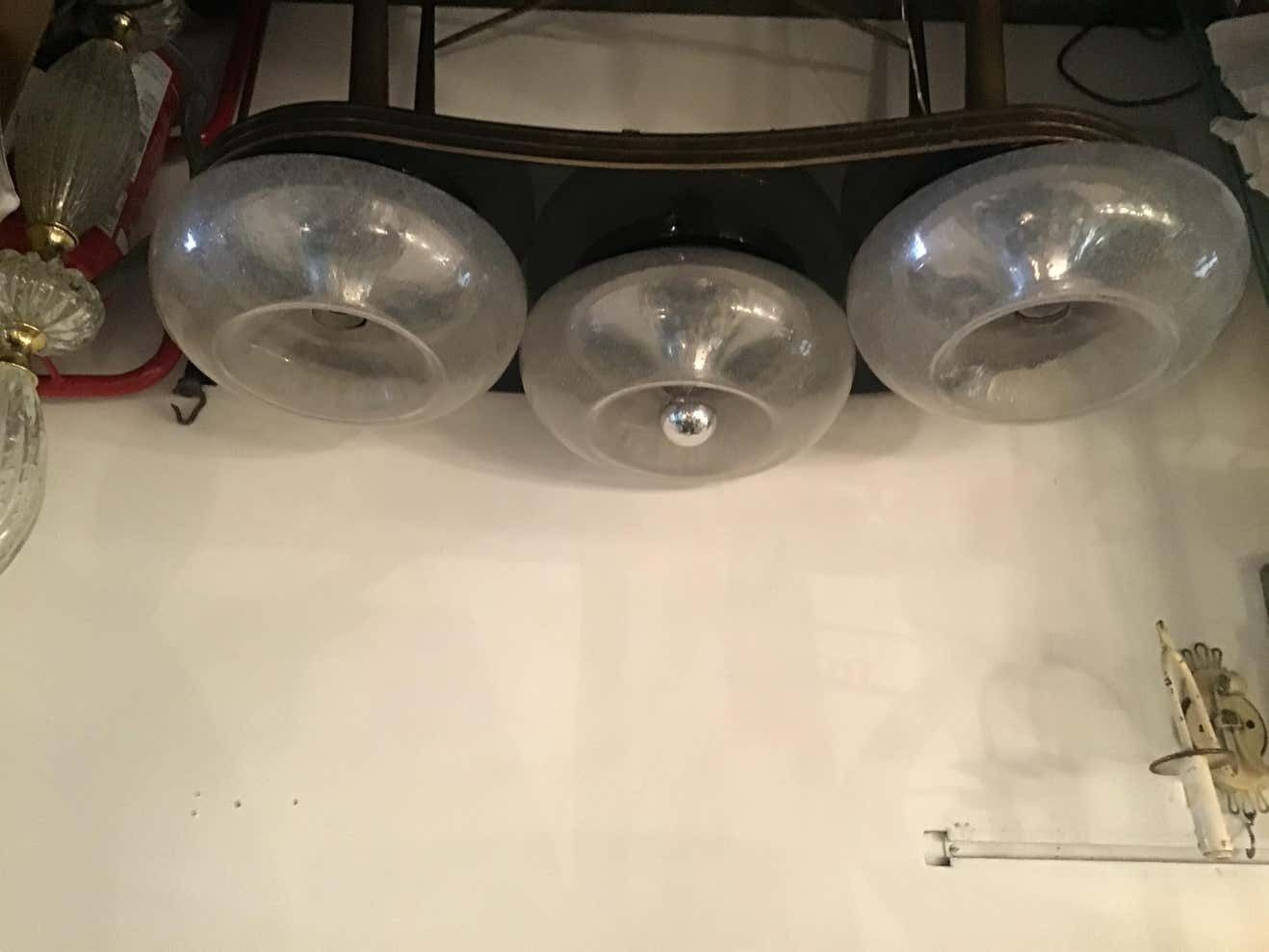 photo for sale Mazzega Sconces / Ceilling Light Murano Glass Metal Crome 1960 Italy