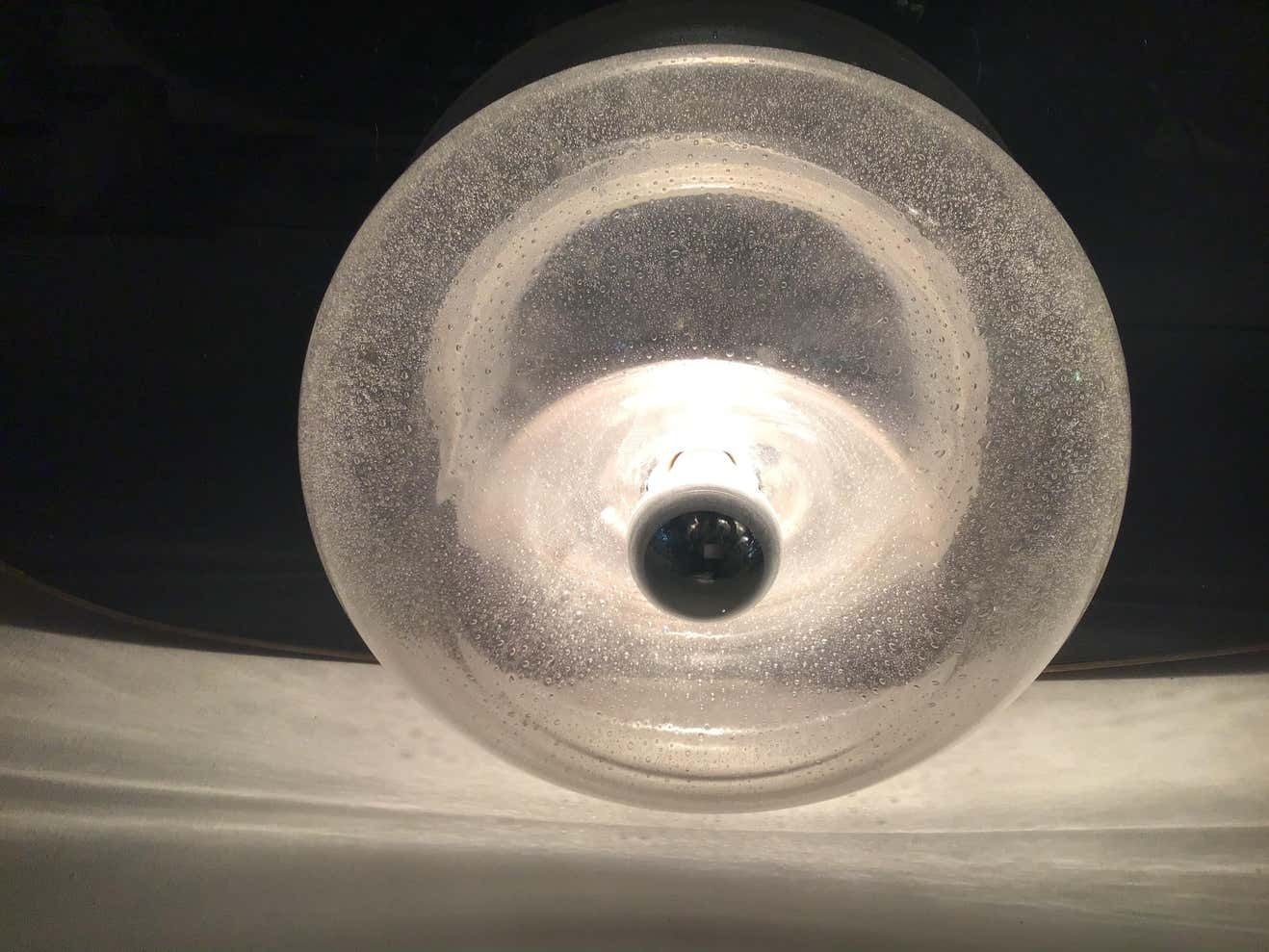 photo vinterior Mazzega Sconces / Ceilling Light Murano Glass Metal Crome 1960 Italy