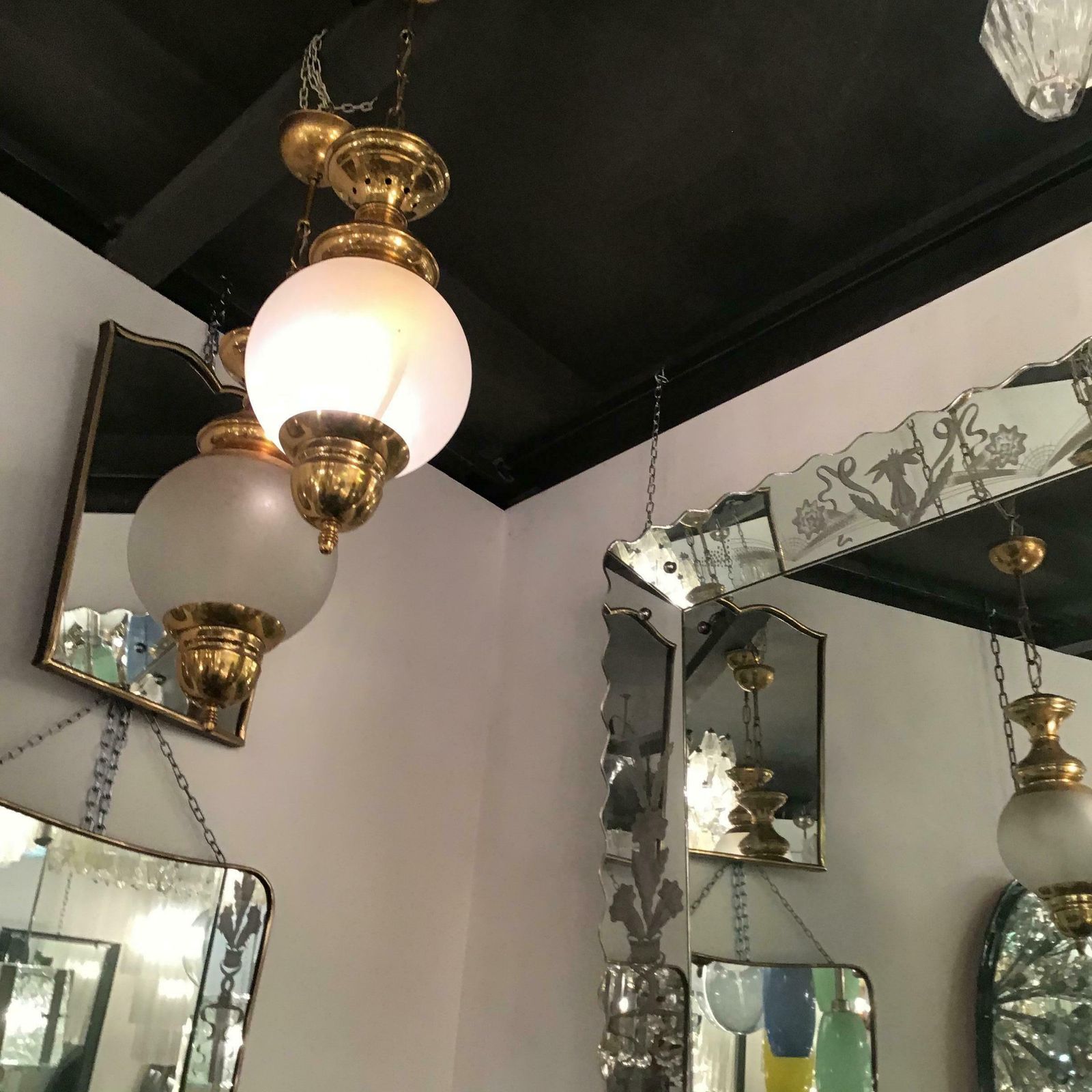 Azucena Luigi Caccia Dominioni Couple Chandelier Brass Glass 1950 Italy photo Lighting