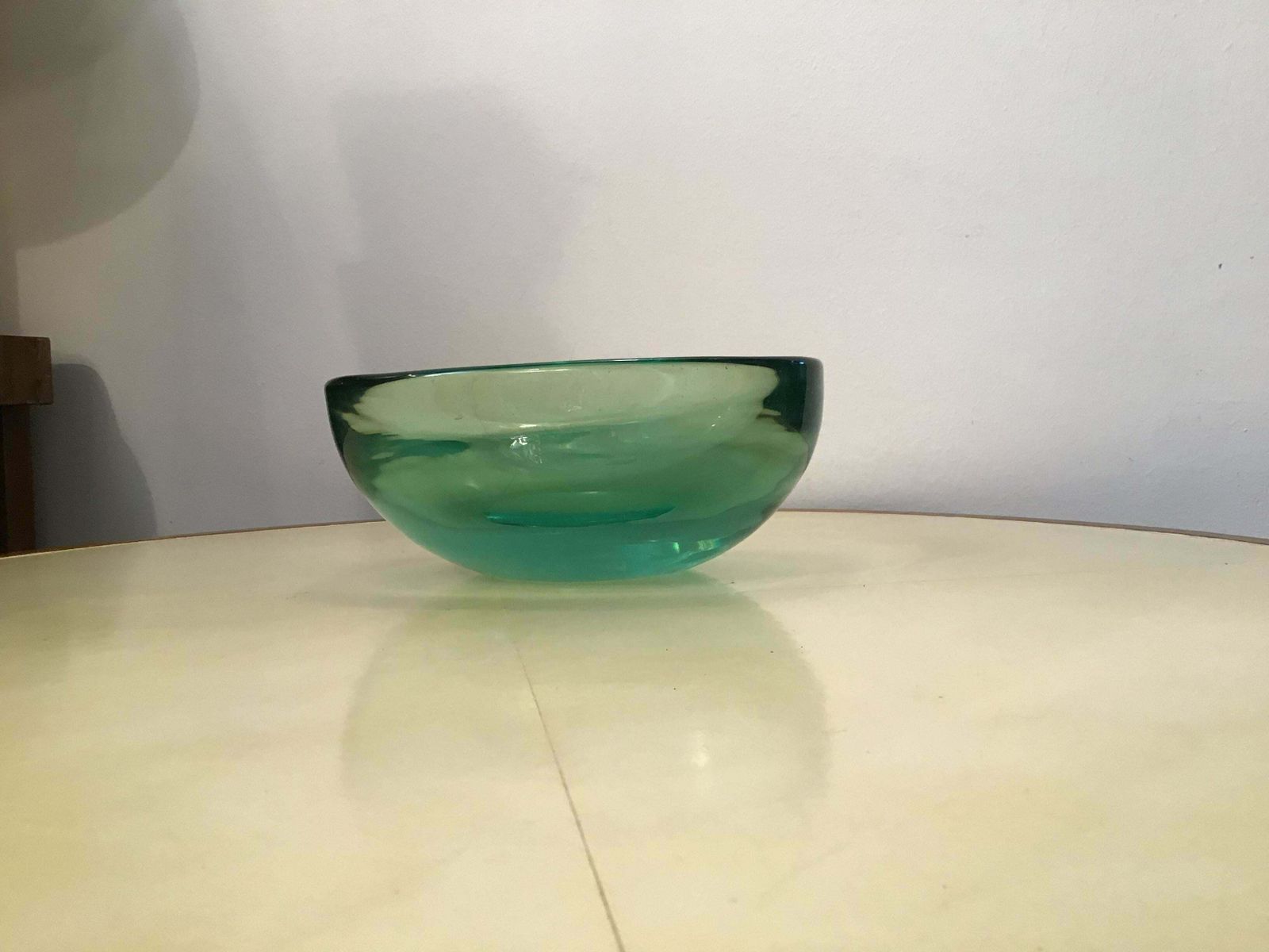 Archimede Seguso Glass Bowl Centrepiece Green Glass Submerged Murano, 1950 photo vintage