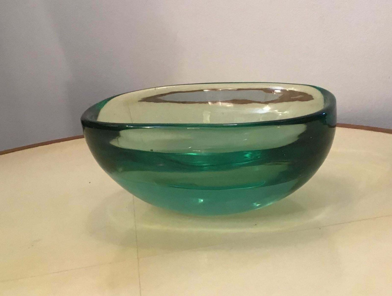 photo vinterior Archimede Seguso Glass Bowl Centrepiece Green Glass Submerged Murano, 1950