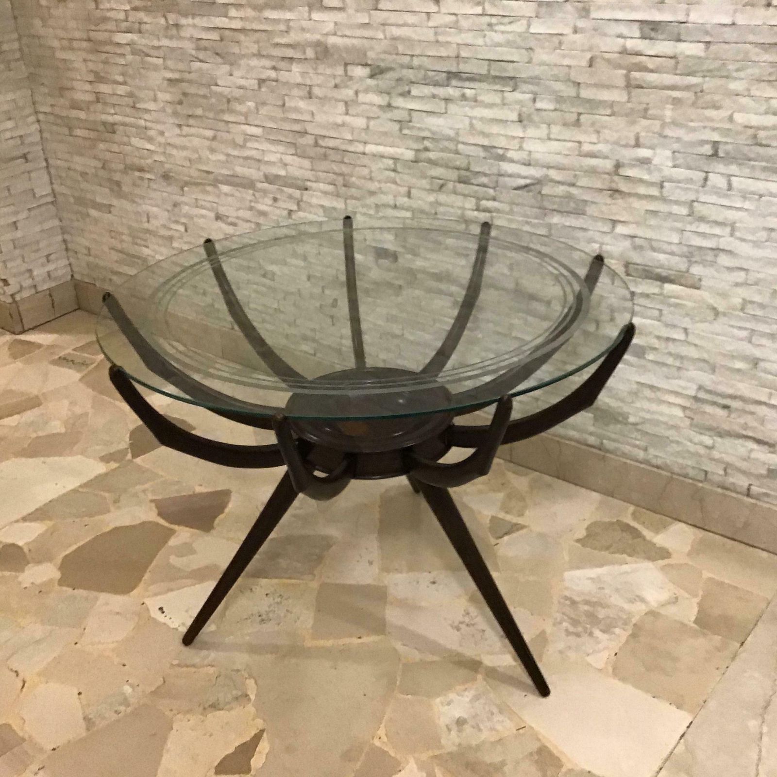 Carlo De Carli Coffee Table Wood Glass 1950 Italy photo buy