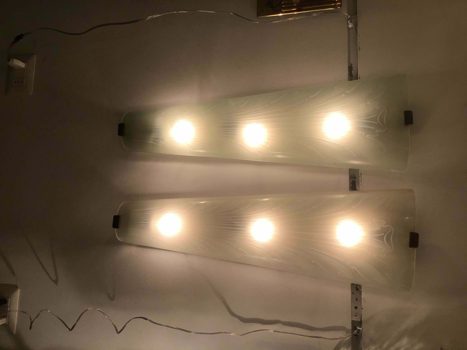 Fontana Arte “Him And Her” Sconces Glass Brass Metal Wood, 1930, Italy photo buy