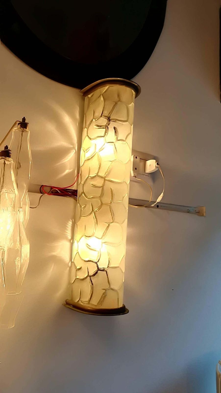 Pair Of Brass And Cristal Fontana Arte Italian Sconses,1950 photo buy