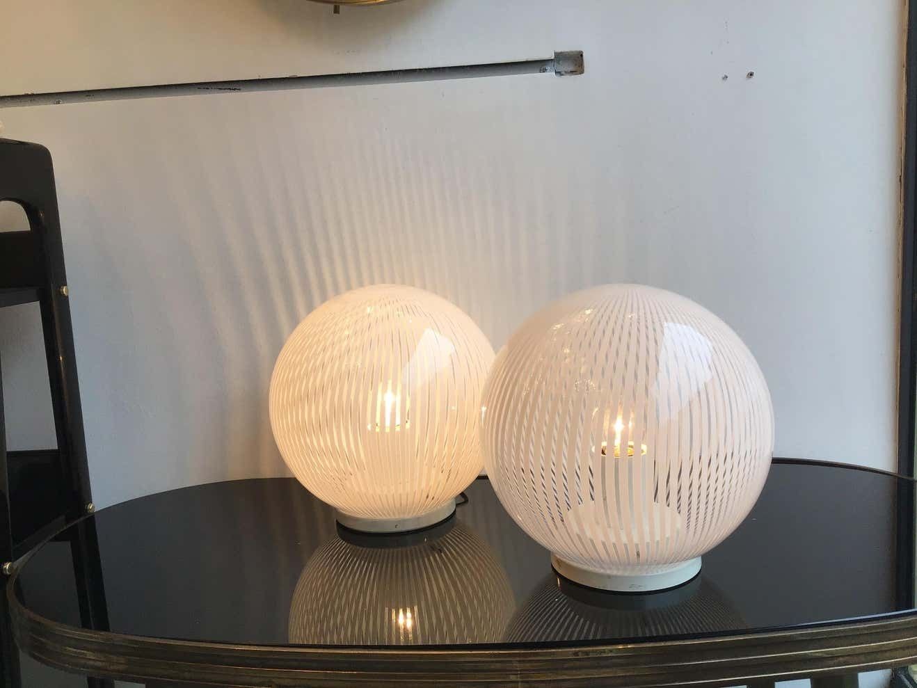 Venini Table Lamps Couple Murano Glass Metal, 1965, Italy photo 4068.0