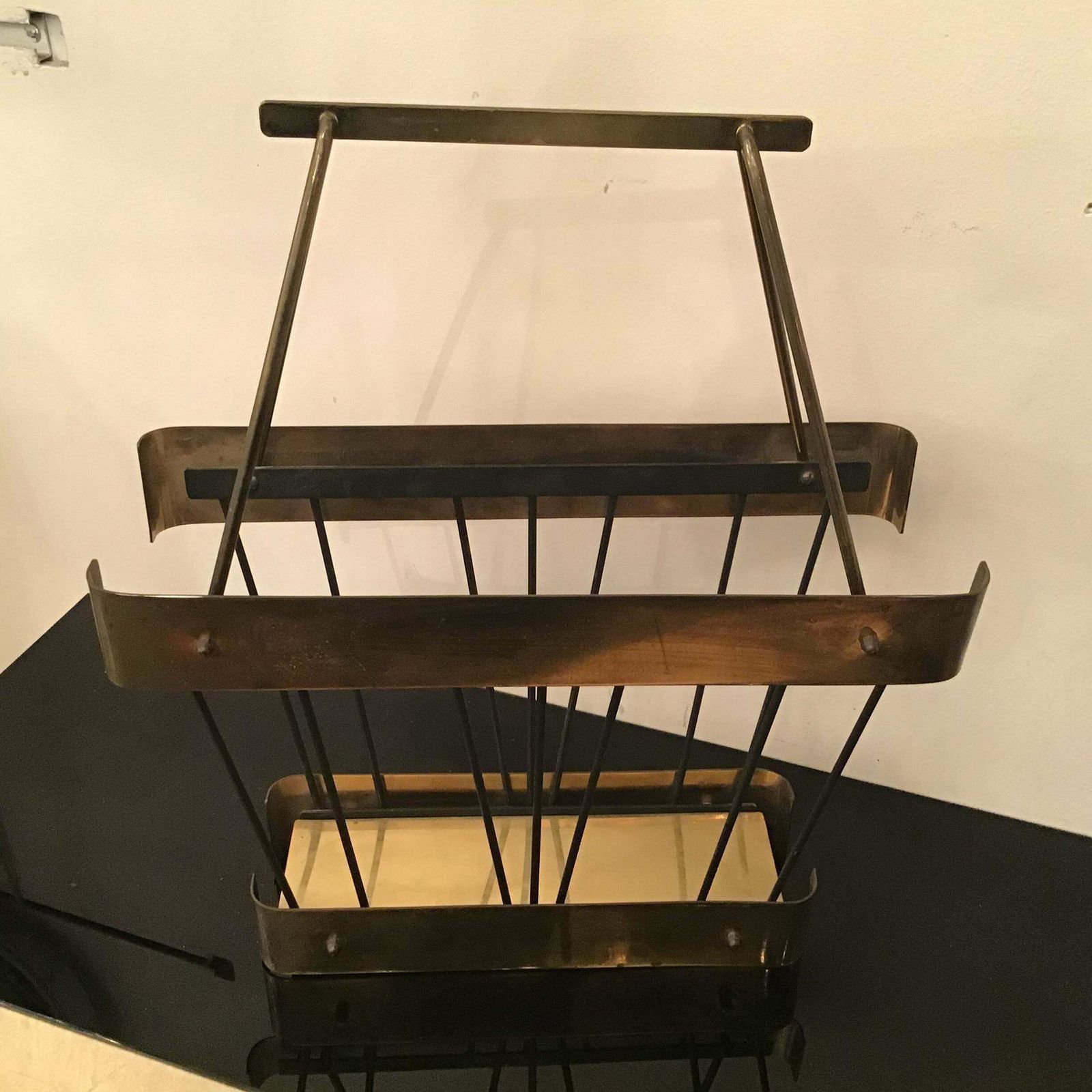 Romeo Rega Brass Iron Magazine Rack 1970 Italy photo 1447.0