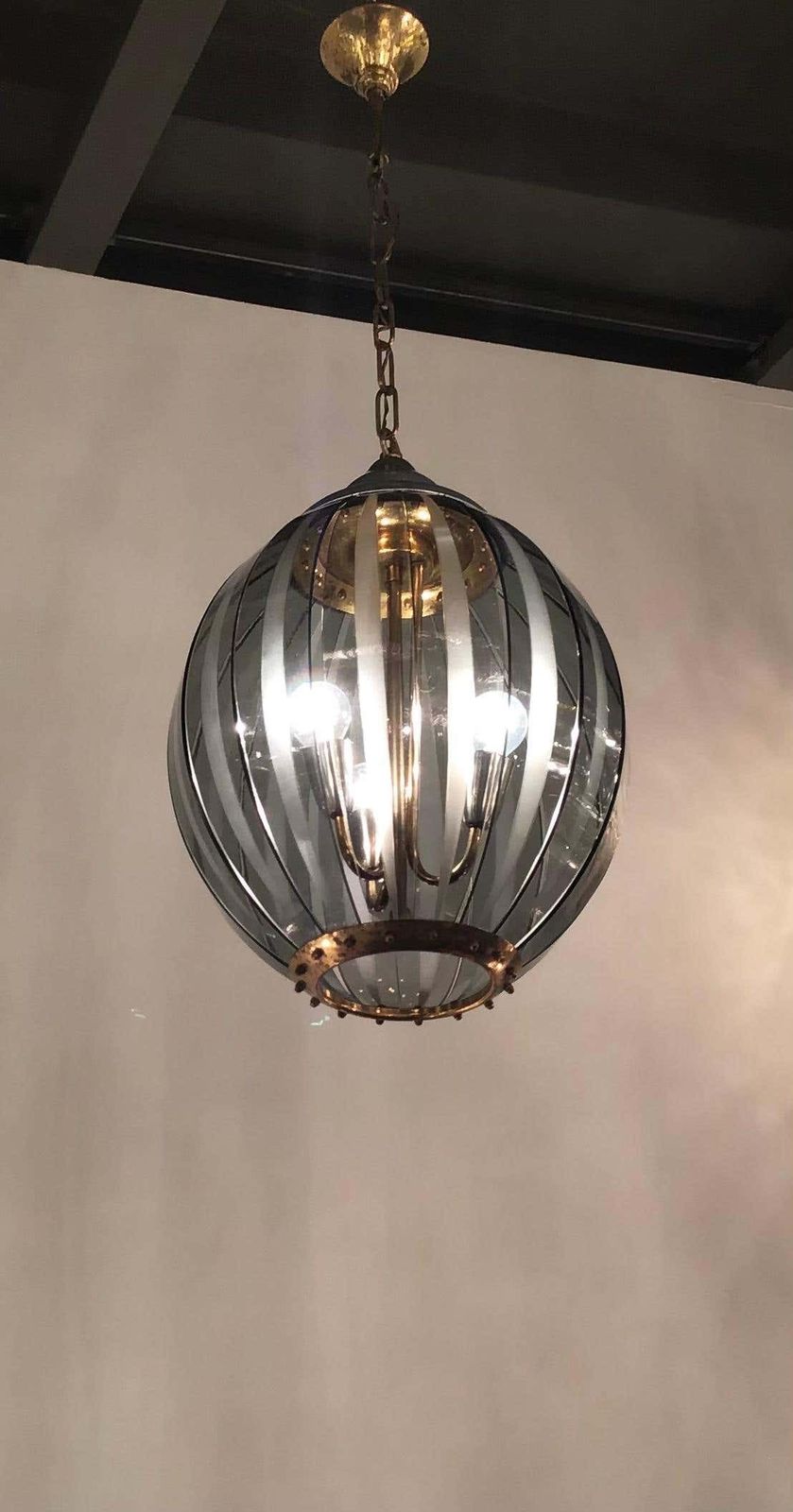 Cristal Arte Chandelier Glass Metal, 1950, Italy photo vinterior