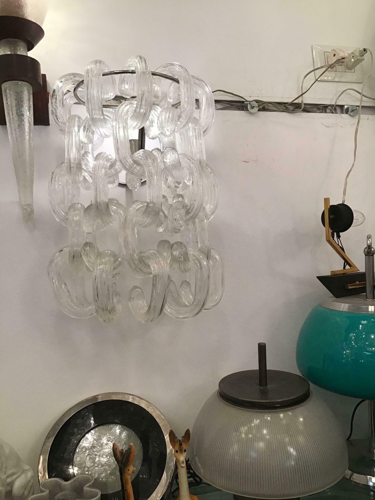 Giusto Toso Sconces Murano Glass Metal Crome, 1960, Italy photo vinterior