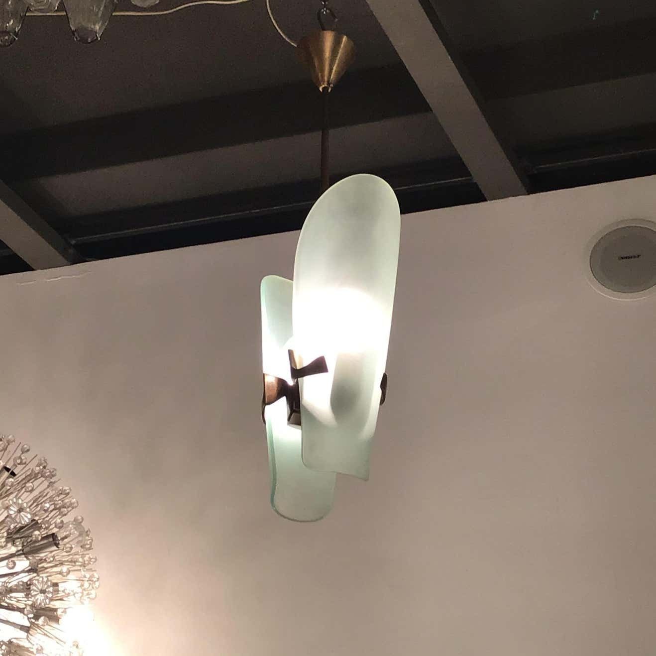 Fontana Arte Chandelier Brass Glass 1960 Italy photo furniture
