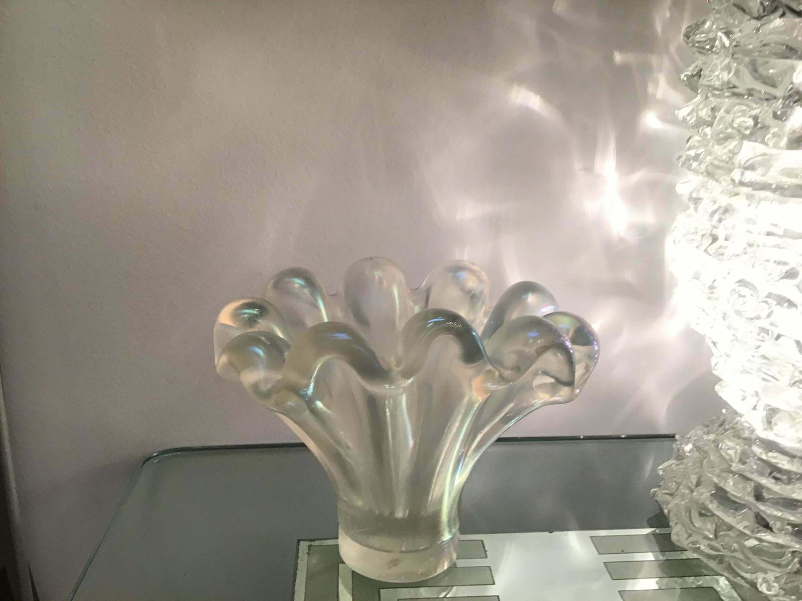 photo furniture Barovier E Toso Vase /Centrepiece Murano Iridescente Glass, 1940, Italy