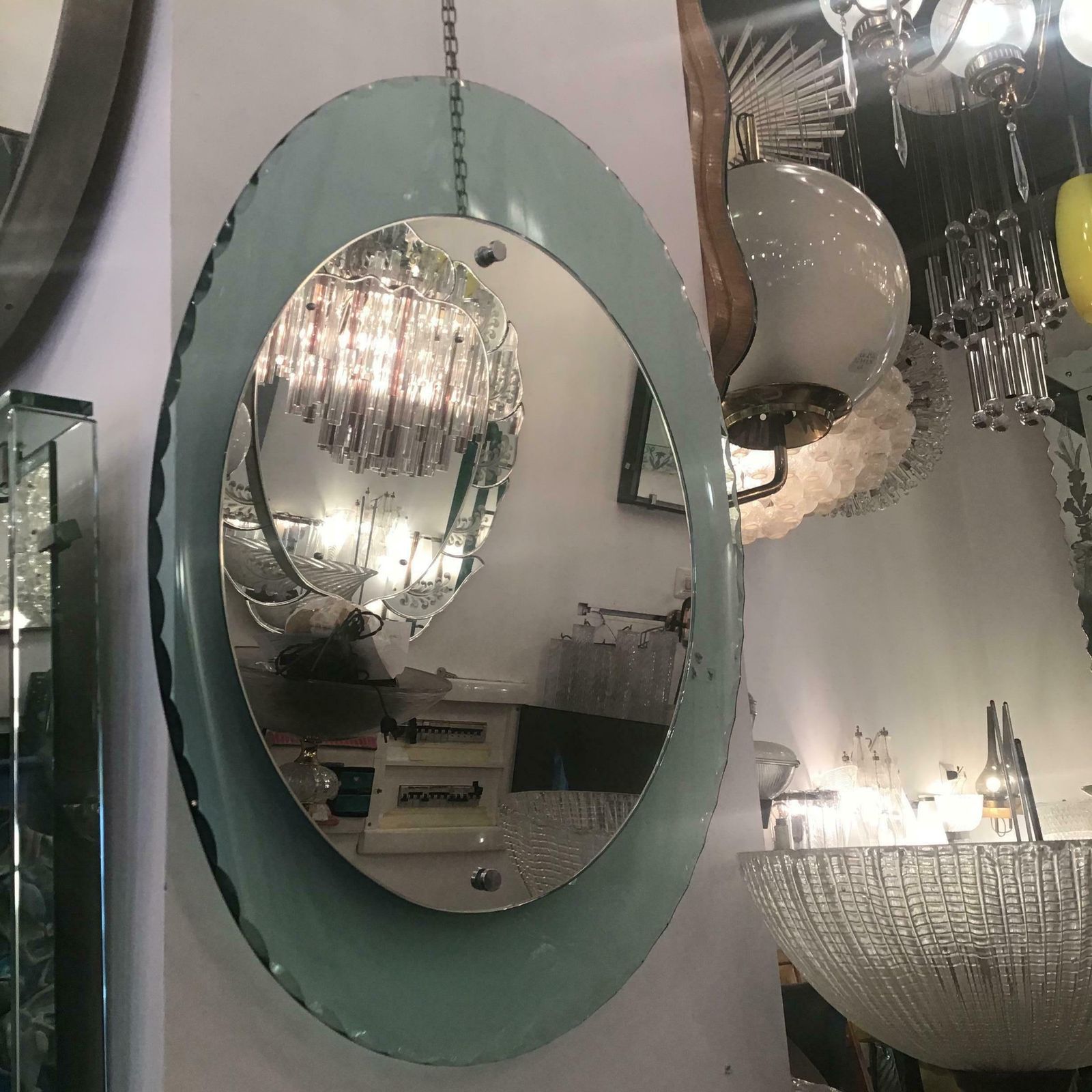 photo buy Cristal Arte Mirror Glass Metal Crome Iron, 1950, Italy