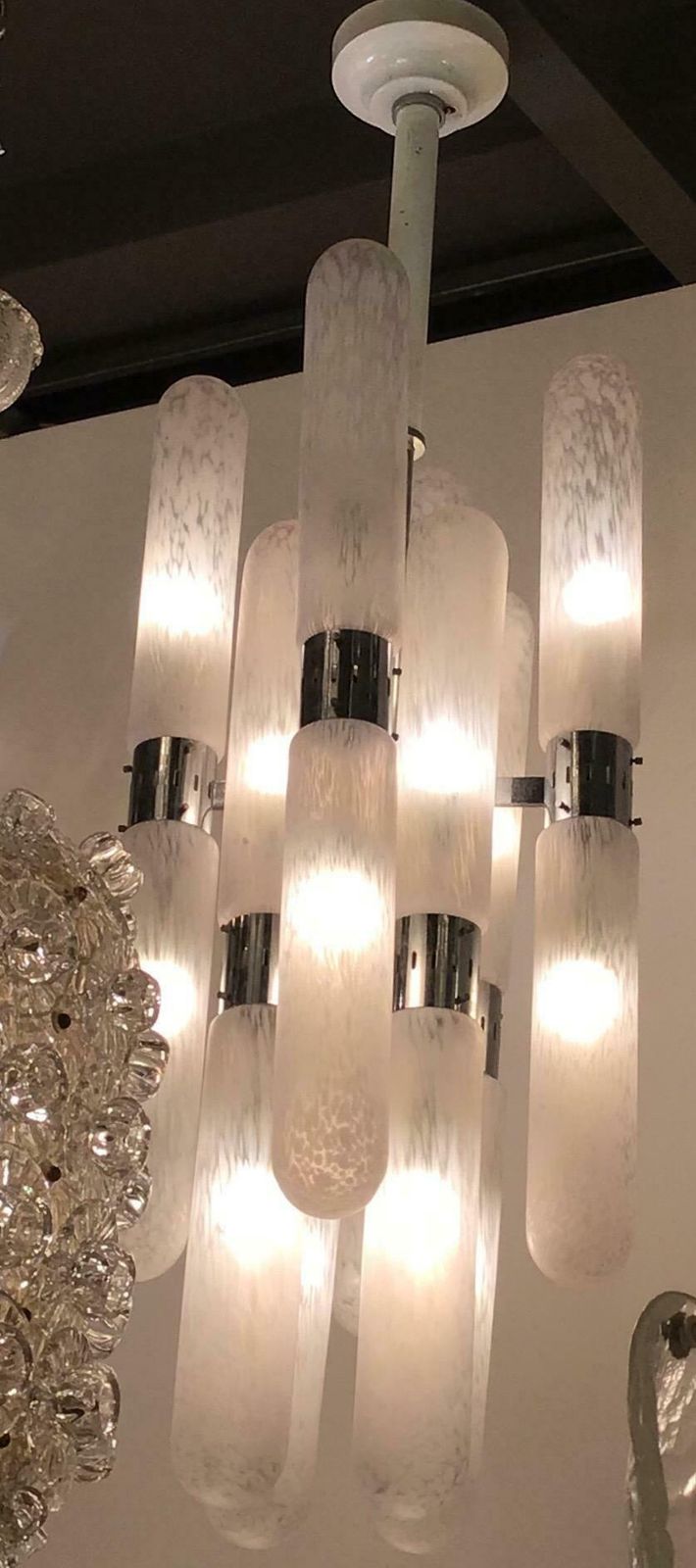 Lighting Mazzega By Aldo Nason Chandelier 16 Lights Murano Chrome Italian 1970 photo