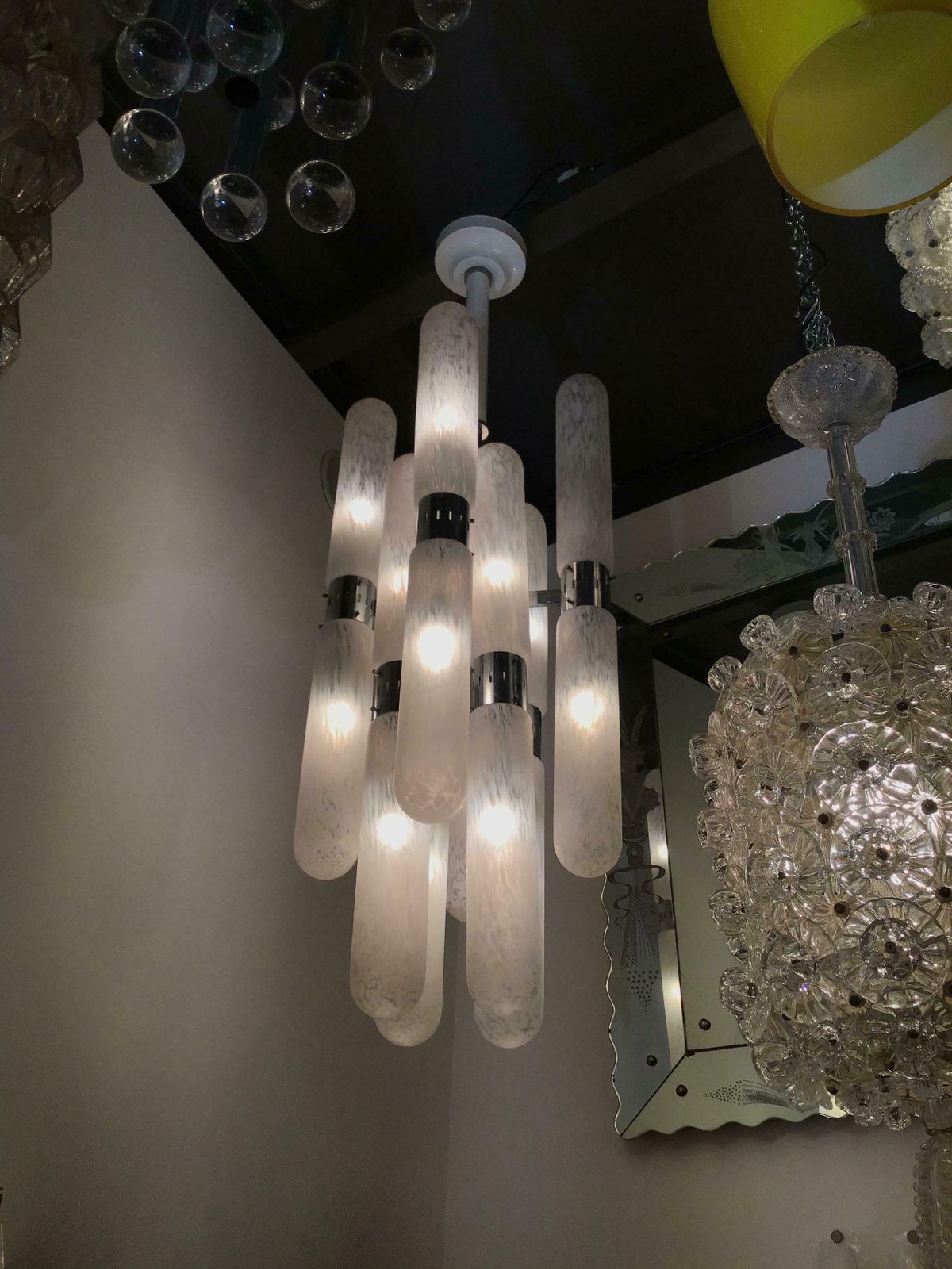 photo vintage Mazzega By Aldo Nason Chandelier 16 Lights Murano Chrome Italian 1970