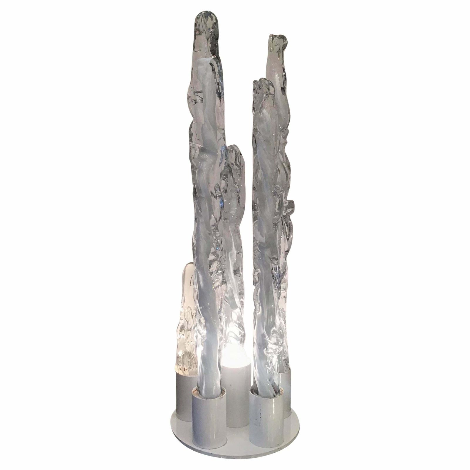 Venini “Mazzega “ Table Lamp Painted Chromed Metal Murano Glass 1955 Italy