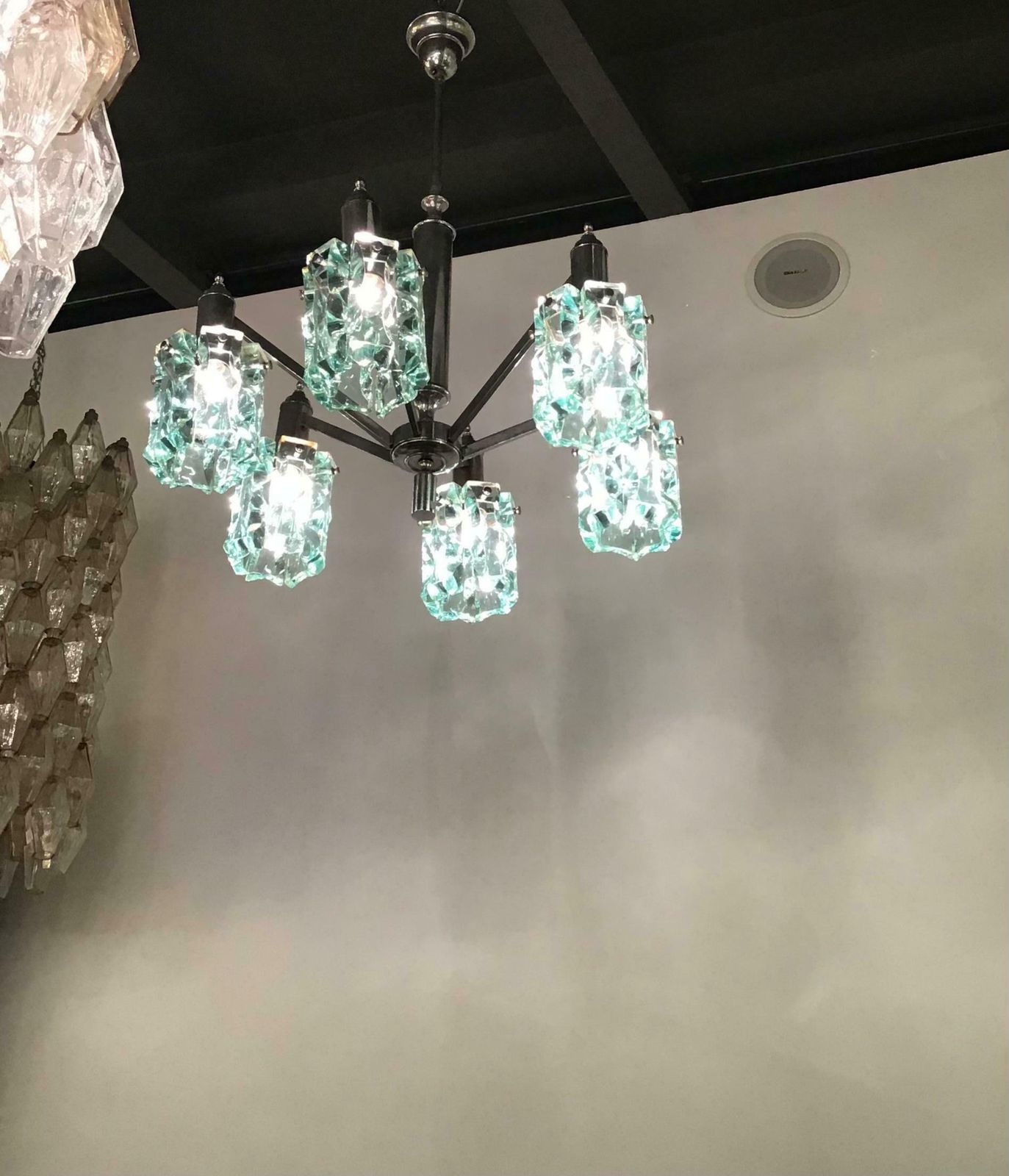 2531.0 Cristal Arte Chandelier Glass Metal Crome 1950 Italy photo