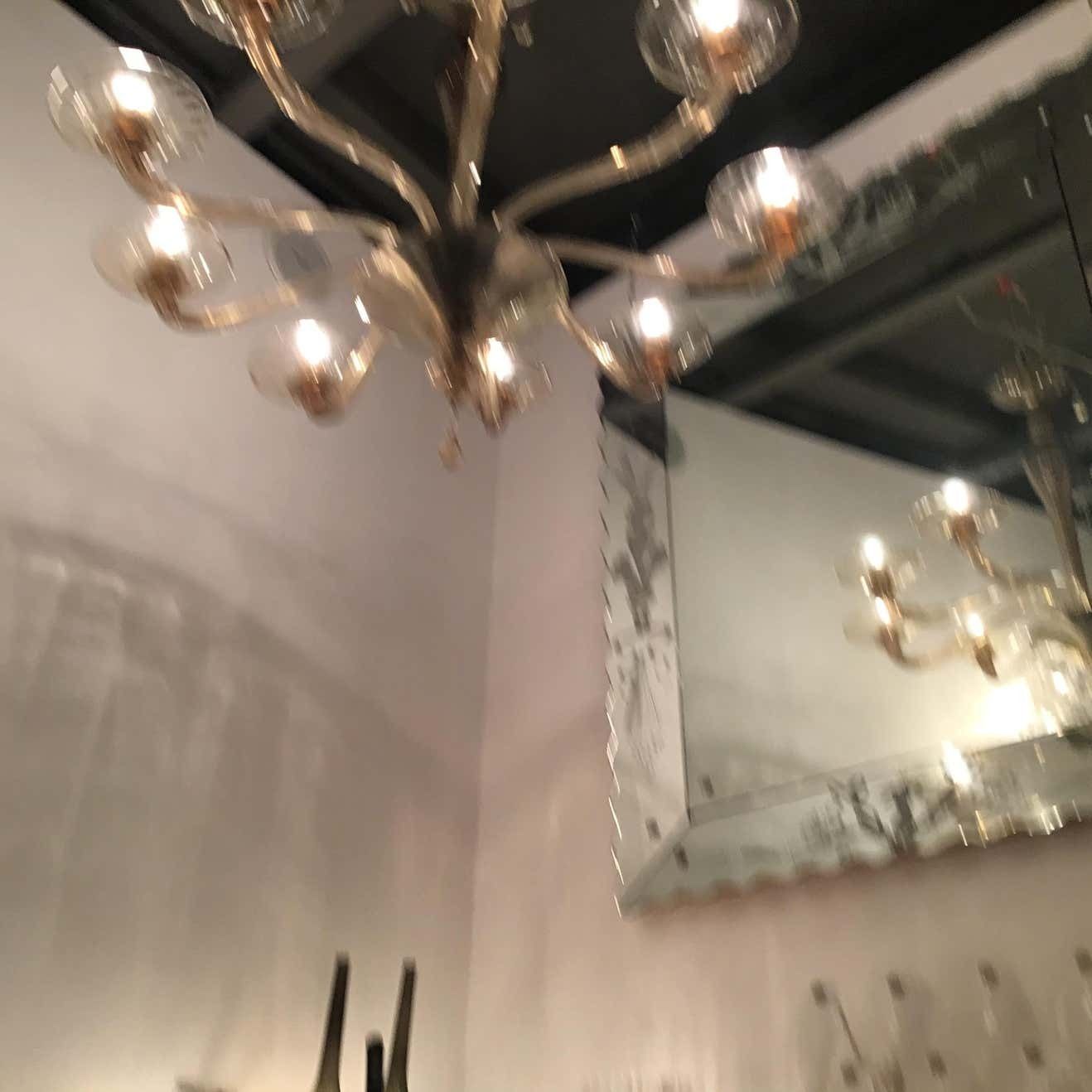 photo vintage Venini Chandelier Murano Glass Iron 1940 Italy
