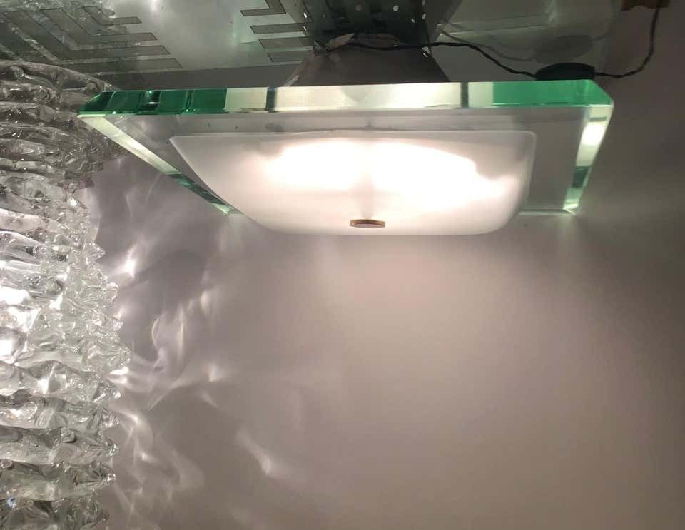 photo buy Fontana Arte “1990” Ceilling Light Brass Glass Aluminium 1960 Italy