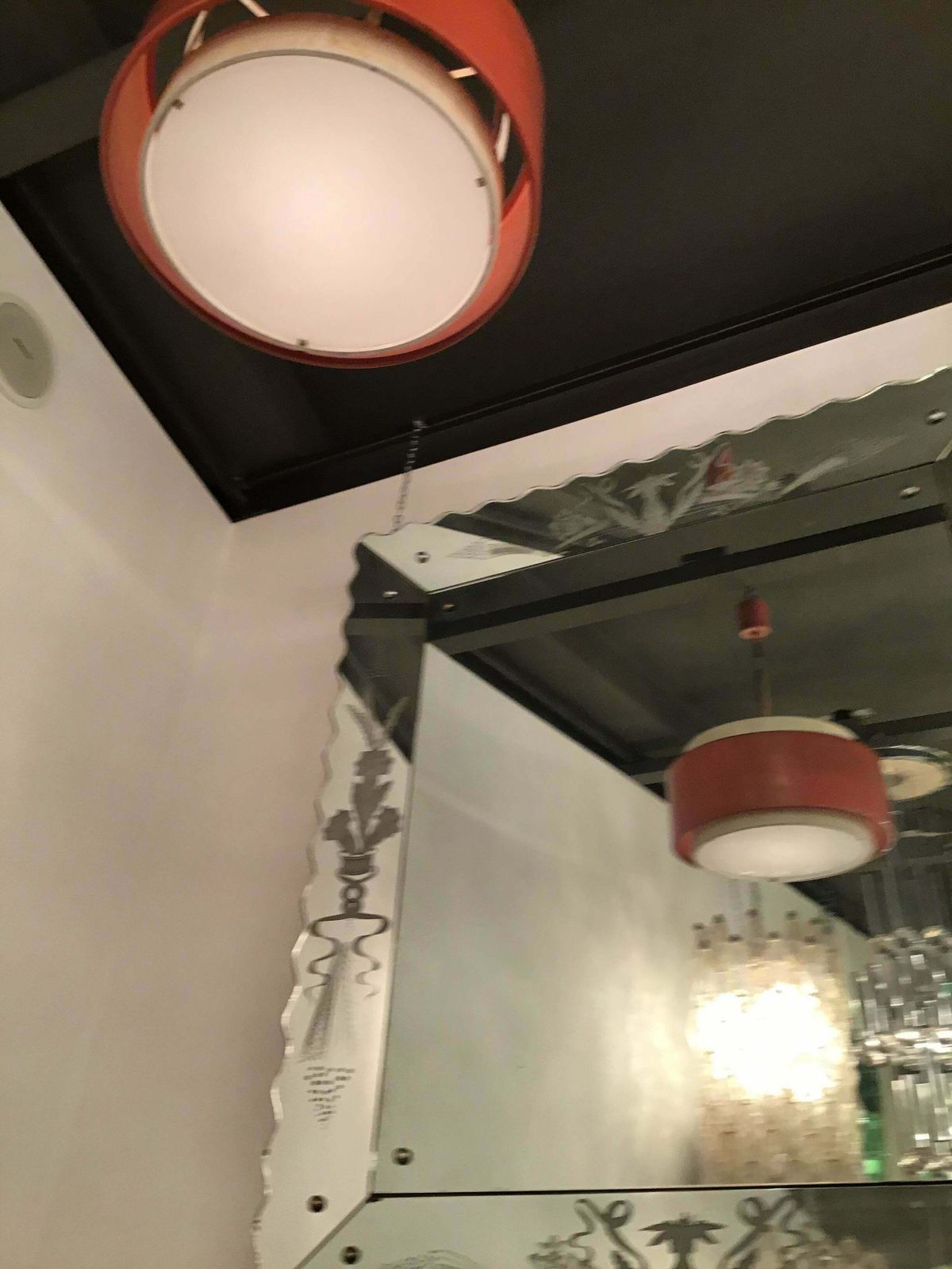 Stilnovo Chandelier Painted Metal Glass, 1955, Italy photo furniture