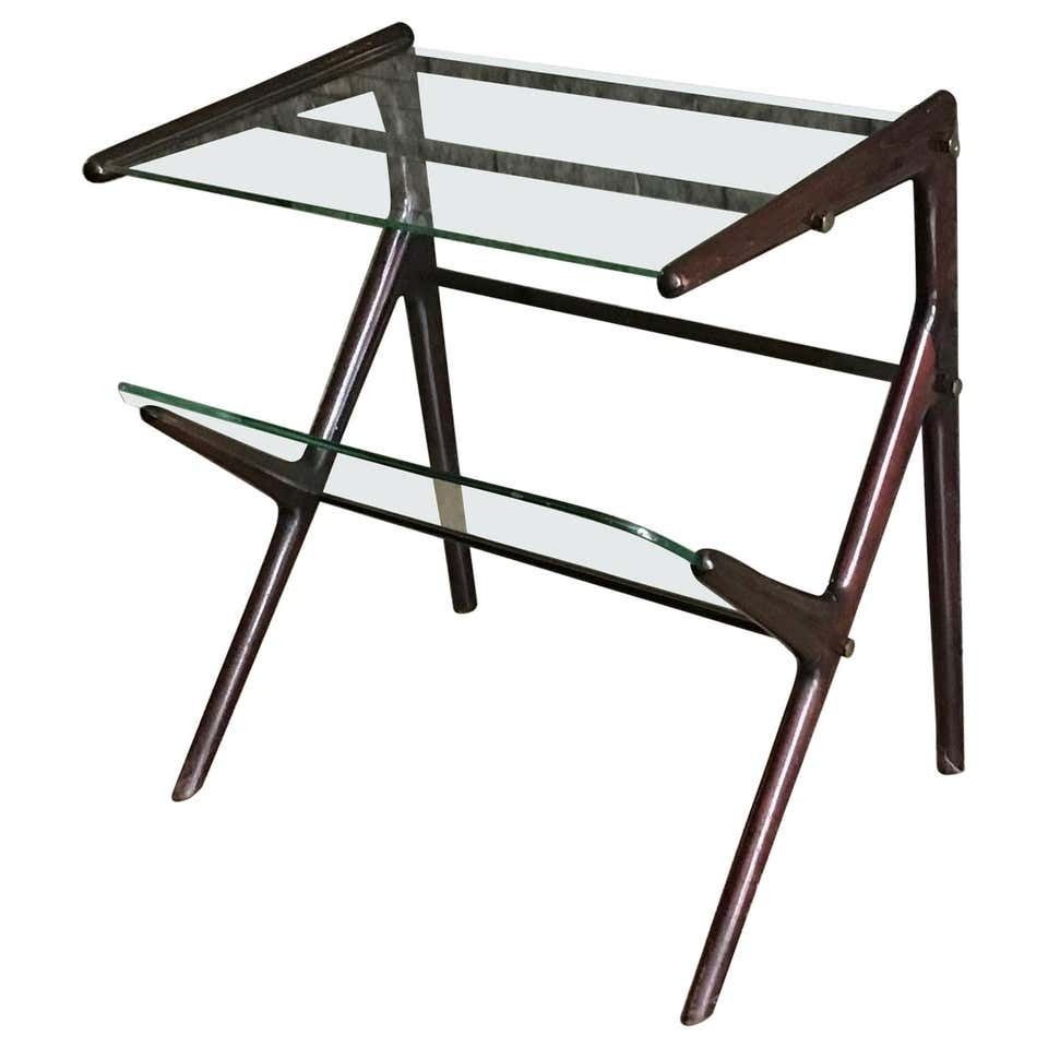 Ico Parisi Magazine Table Wood Brass, 1950, Italy