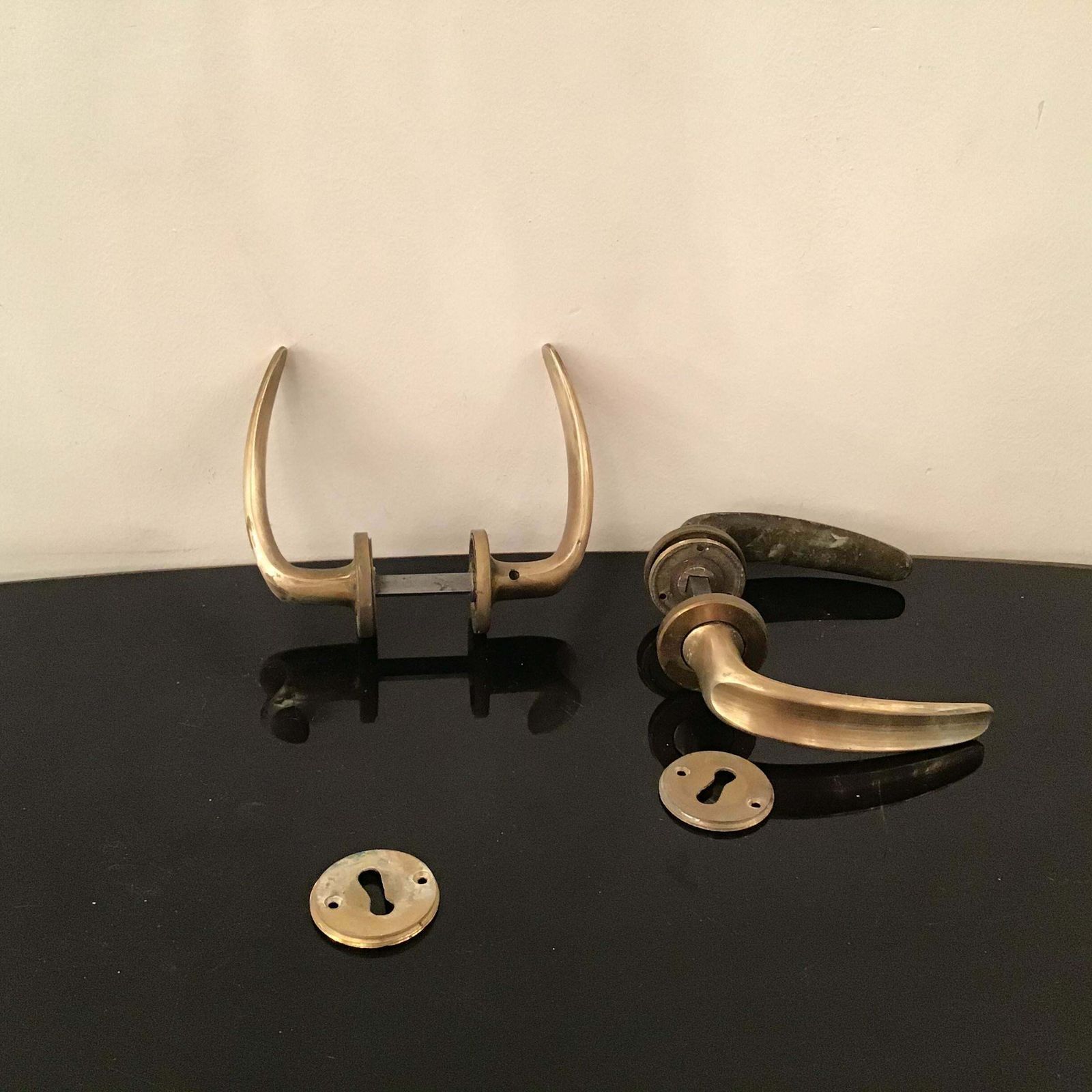 Home Fixtures Handles N 12 Pair, Osvaldo Borsani Brass Iron 1950 Italy photo