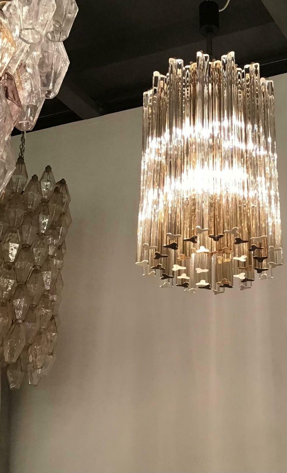 Venini Chandelier “Triedi” Murano Glass Metal Crome Iron, 1960, Italy photo 6329.0