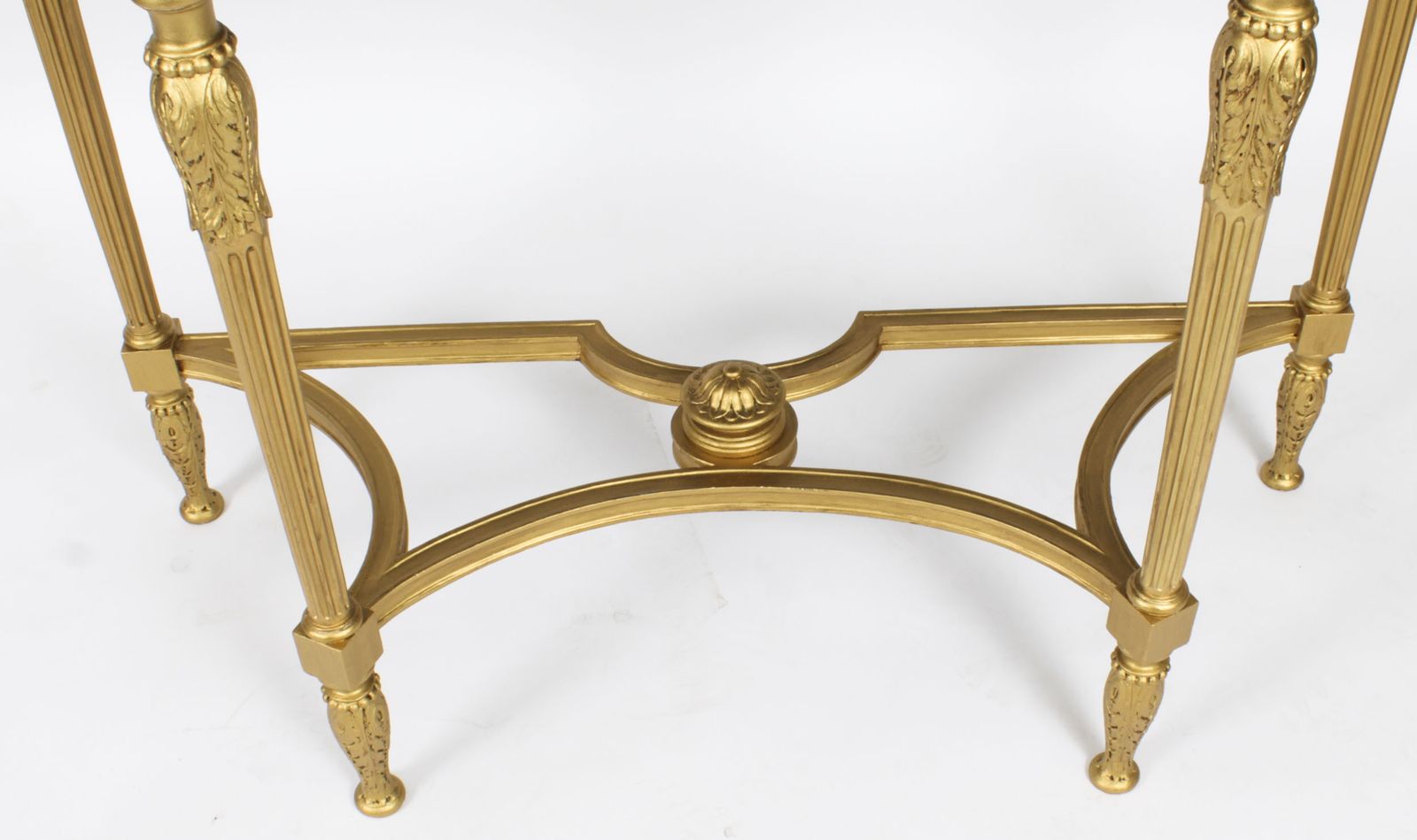 Furniture Antique Satinwood Hand Painted Demi Lune Console 19th Century photo