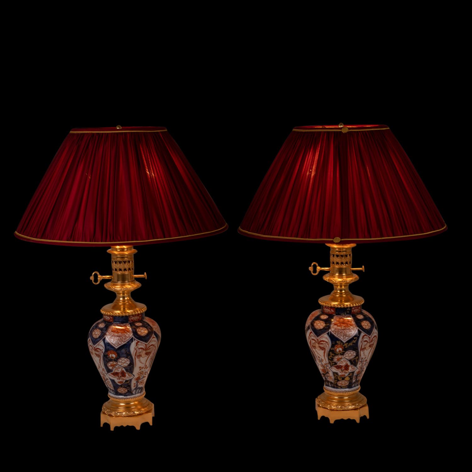 Pair Of Lamps In Imari Porcelain And Bronze, Circa 1880 photo vintage
