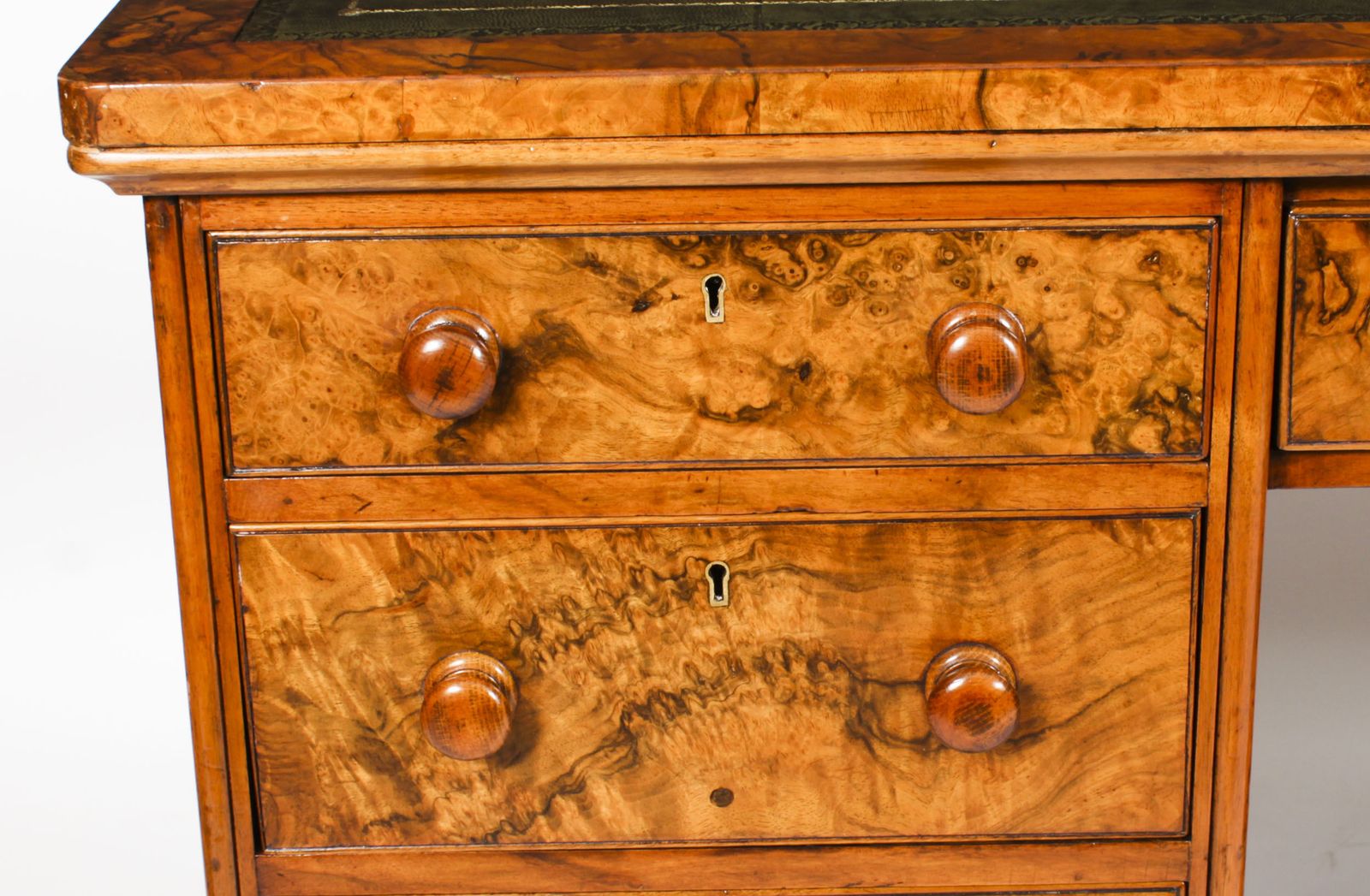 Furniture Victorian Burr Walnut Partners Pedestal Desk 19th C photo
