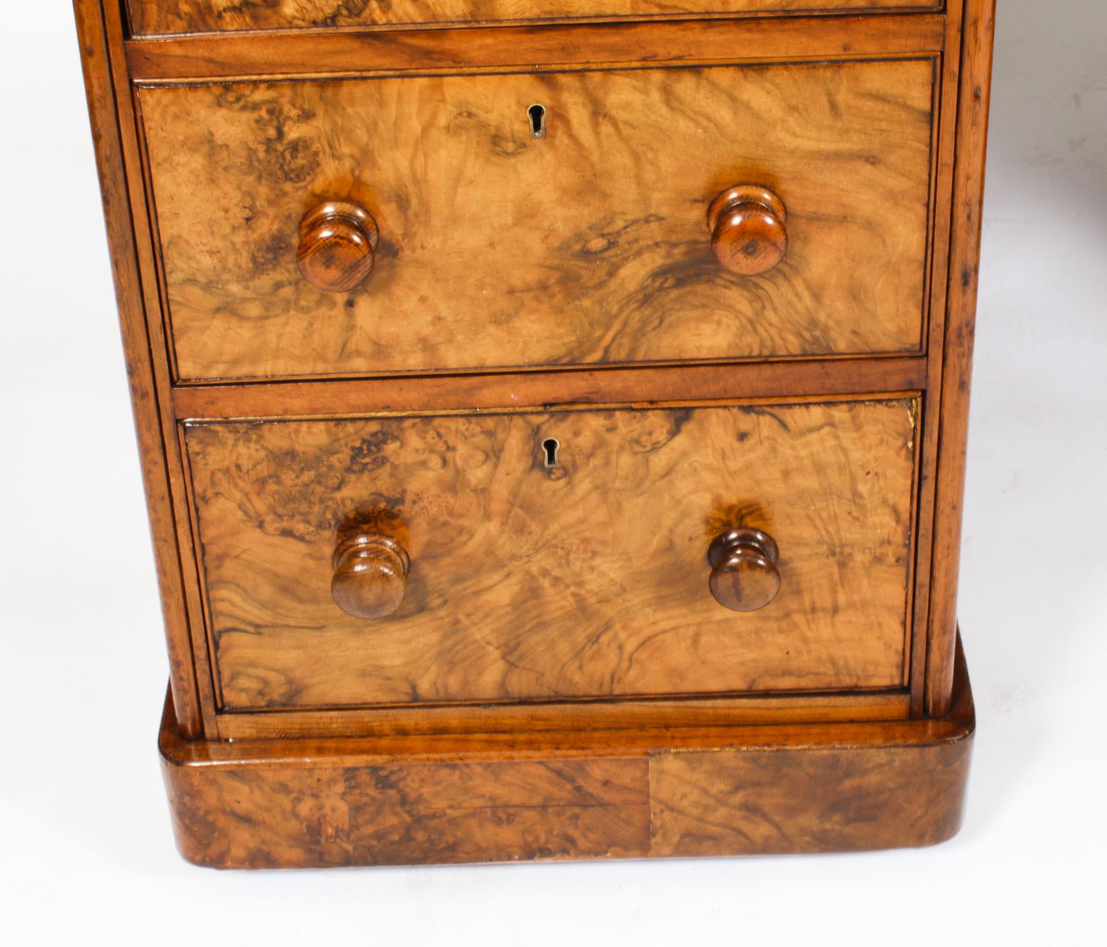 8250.0 Victorian Burr Walnut Partners Pedestal Desk 19th C photo