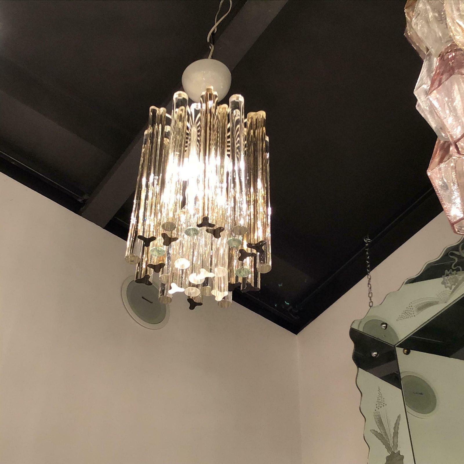 Venini Chandelier Rare Murano Glass 1955 Iron Metal Italy photo Lighting
