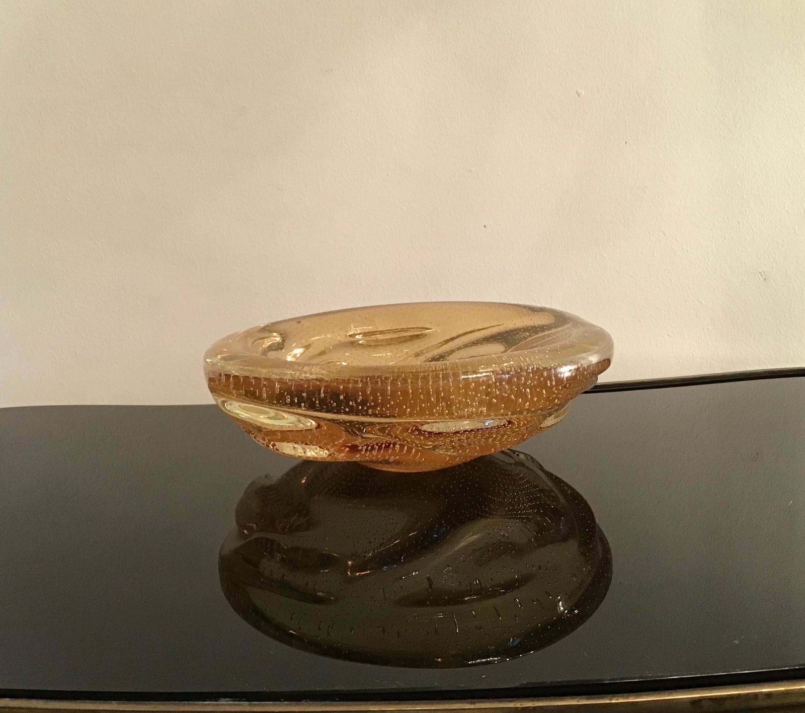 Venini Centerpiece/Pocket Emptier Murano Glass Gold, 1950, Italy photo for sale