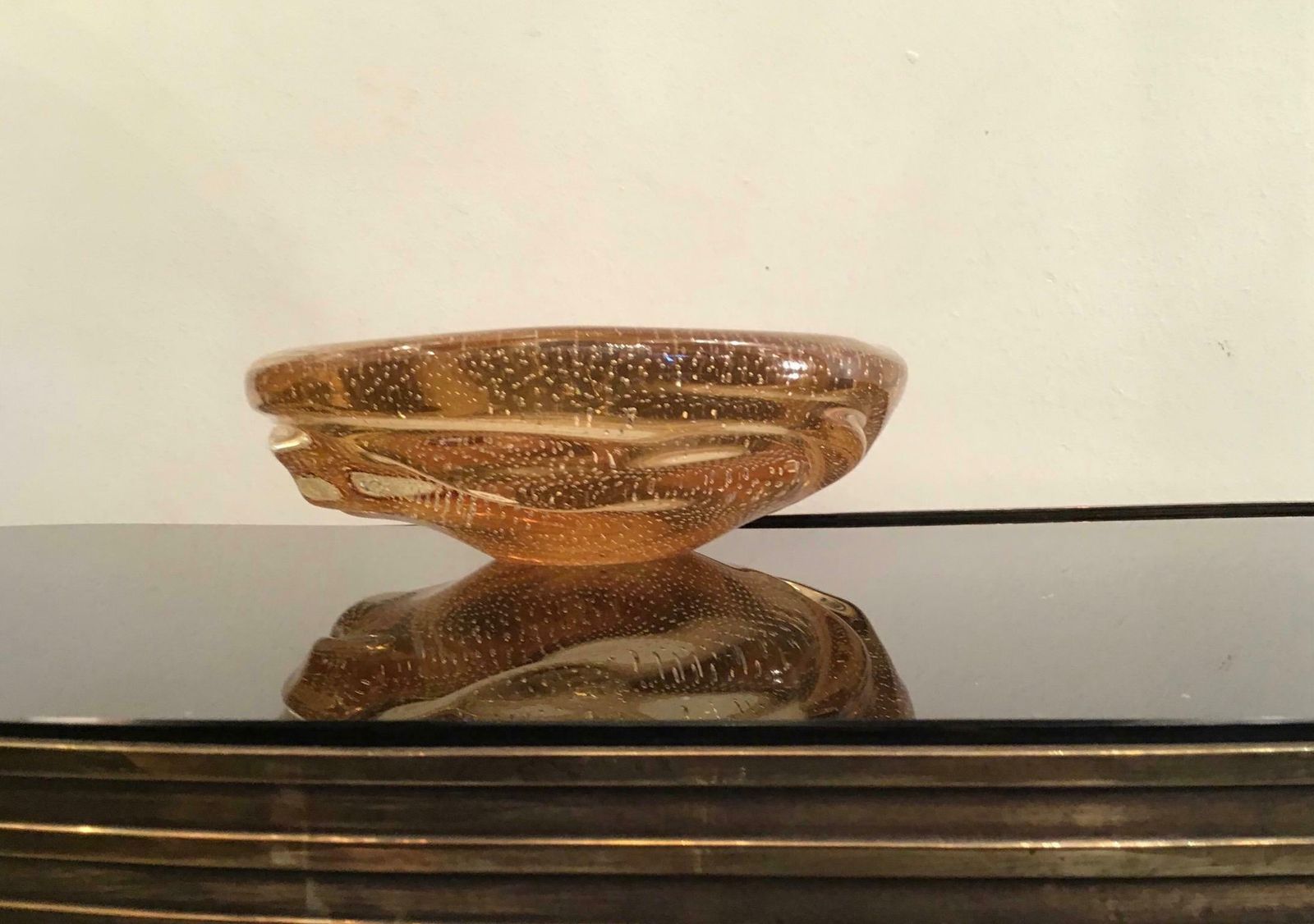 Venini Centerpiece/Pocket Emptier Murano Glass Gold, 1950, Italy photo vinterior