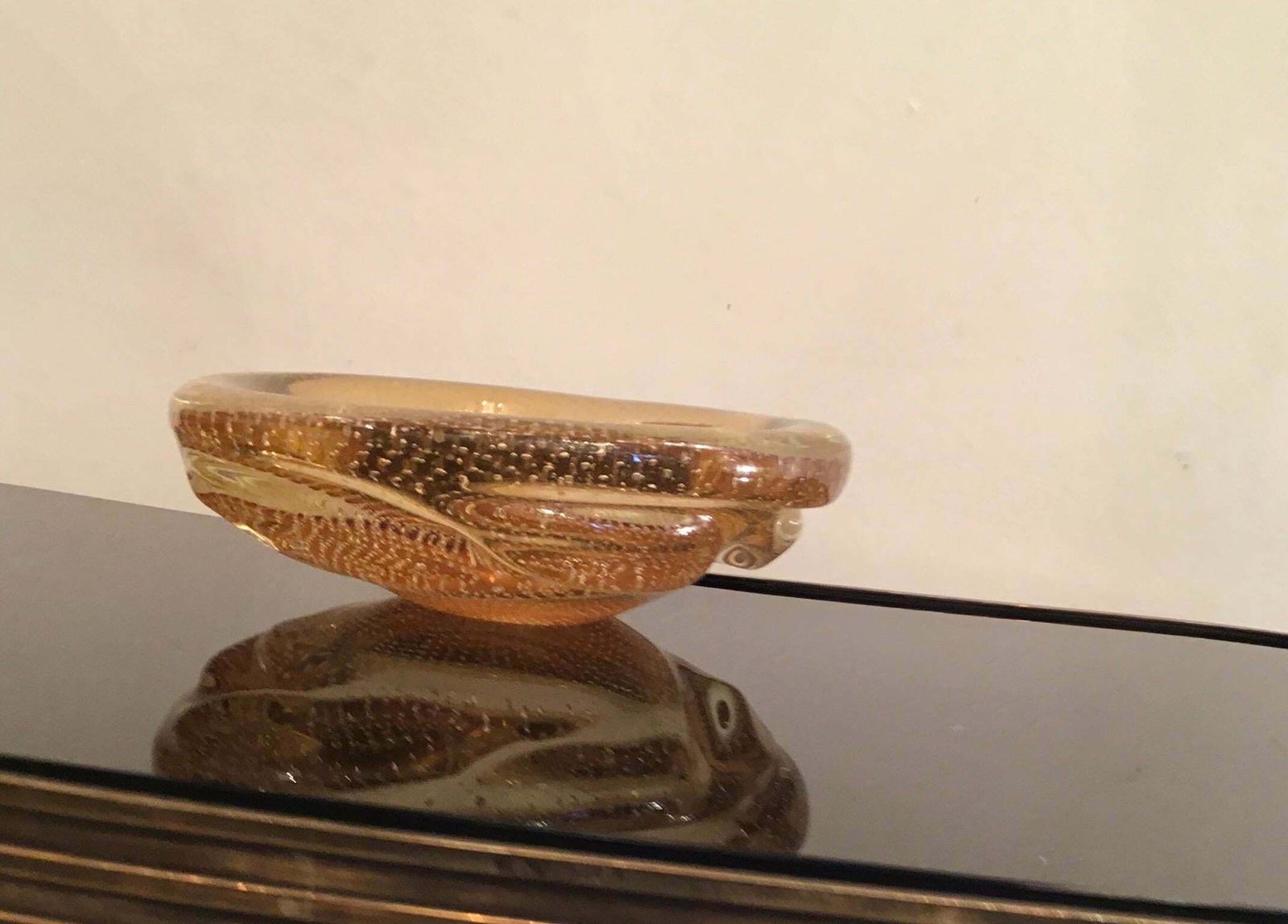 Venini Centerpiece/Pocket Emptier Murano Glass Gold, 1950, Italy photo buy