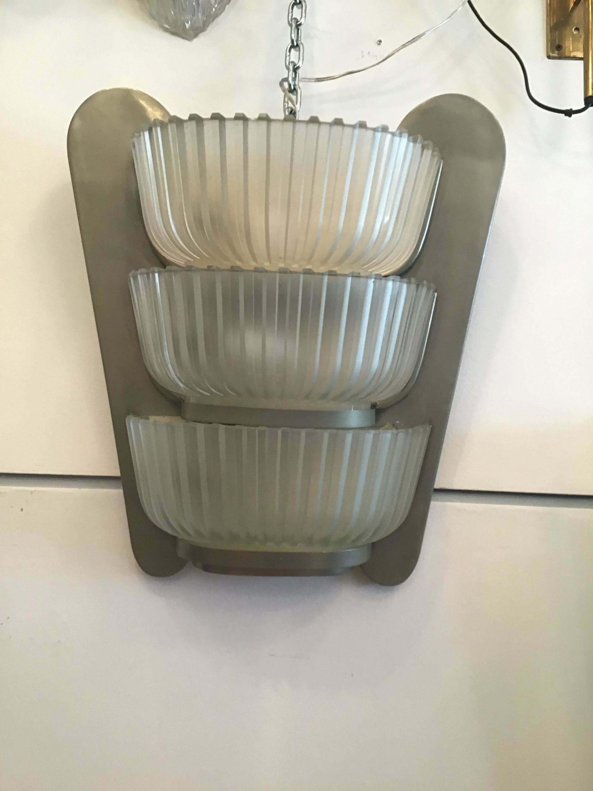 Seguso Applique 1930 Glass Metal Crome, Italy photo buy