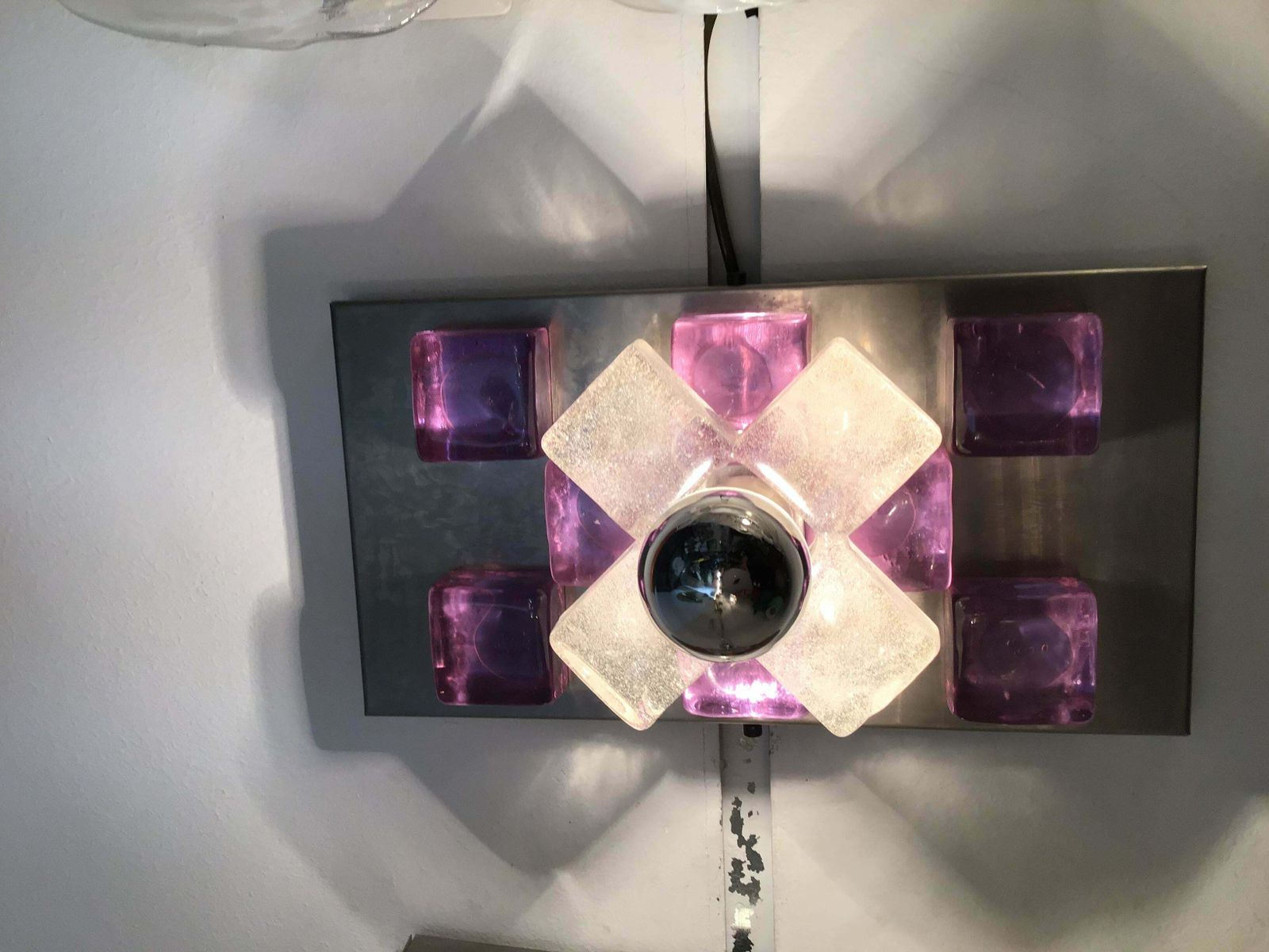 Poliarte Couple Sconces Murano Glass In Gold And Lilac Chrome Plated Brass, 1960 photo Lighting