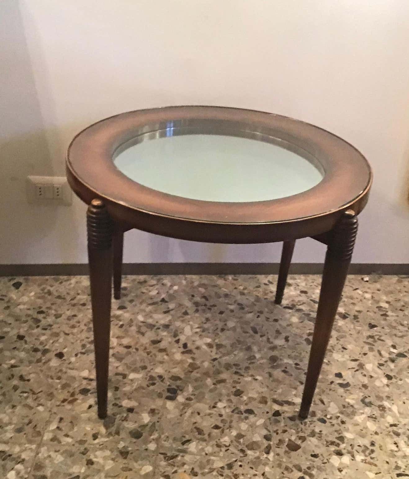 Luigi Brusotti Coffee Table Wood Glass, 1945, Italy photo furniture