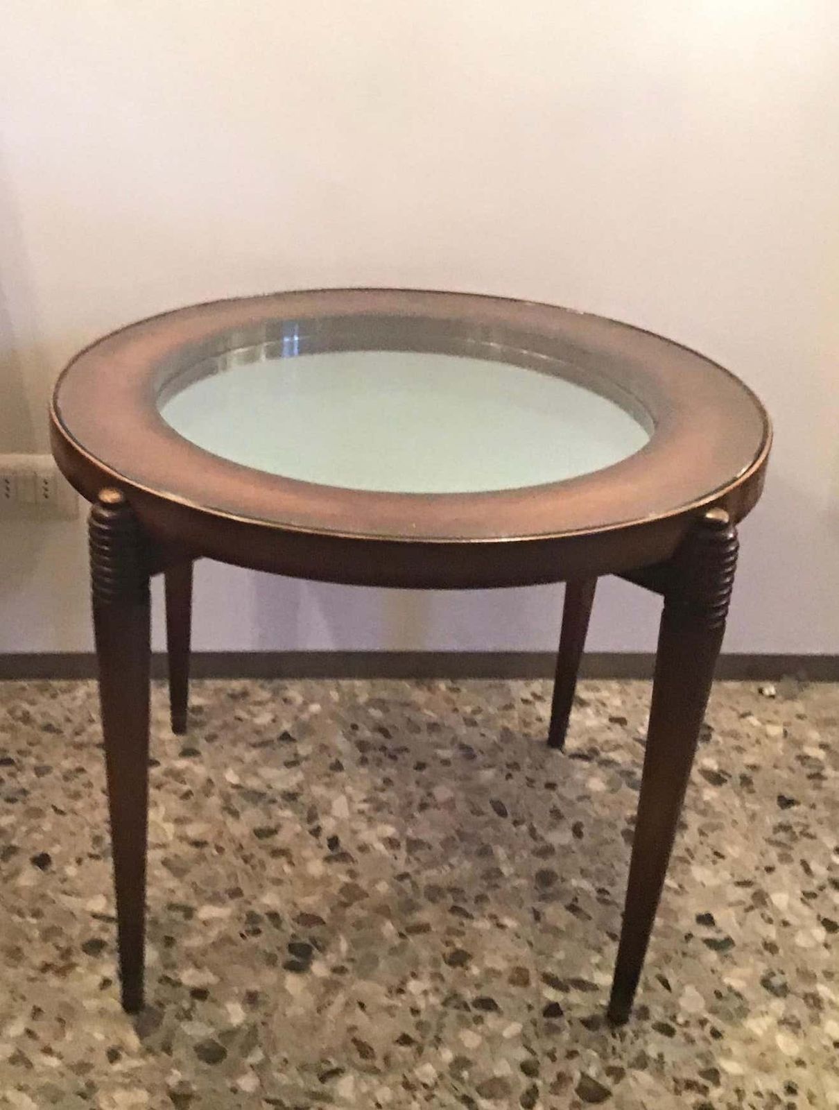 Luigi Brusotti Coffee Table Wood Glass, 1945, Italy photo for sale