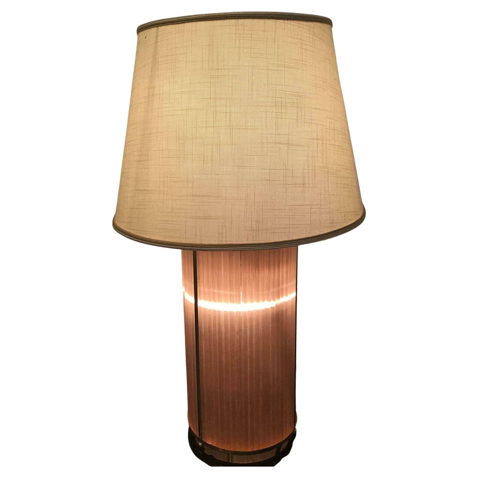 Venini Table Lamp Brass Murano Glass Fabric Lampshade 1960 Italy