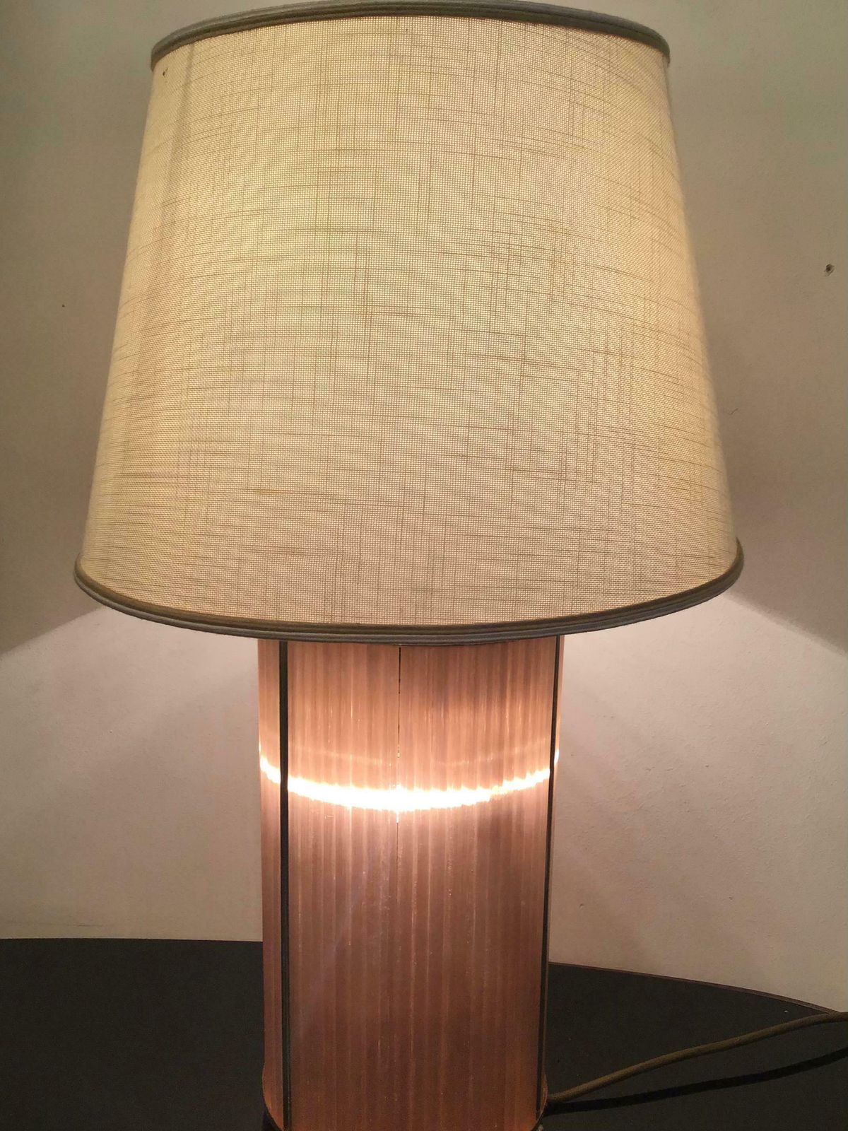 Venini Table Lamp Brass Murano Glass Fabric Lampshade 1960 Italy photo vintage