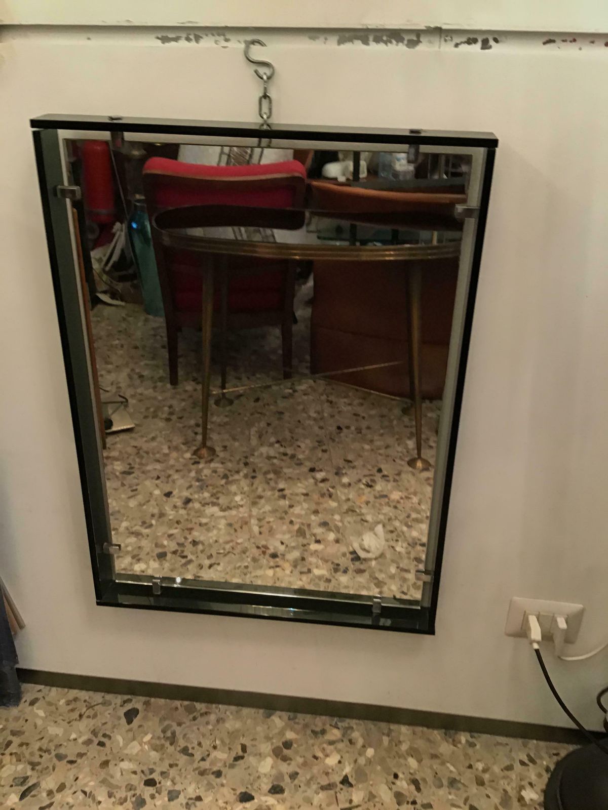 Fontana Arte Mirror “2014” Glass Crome Metal, 1960, Italy photo vinterior